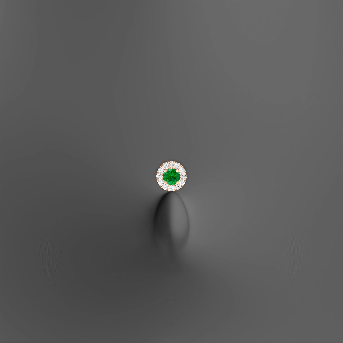 Eirene | 18k Rose Gold 10 mm 5.5 mm Halo Round Emerald & Diamond Floating Navel Piercing