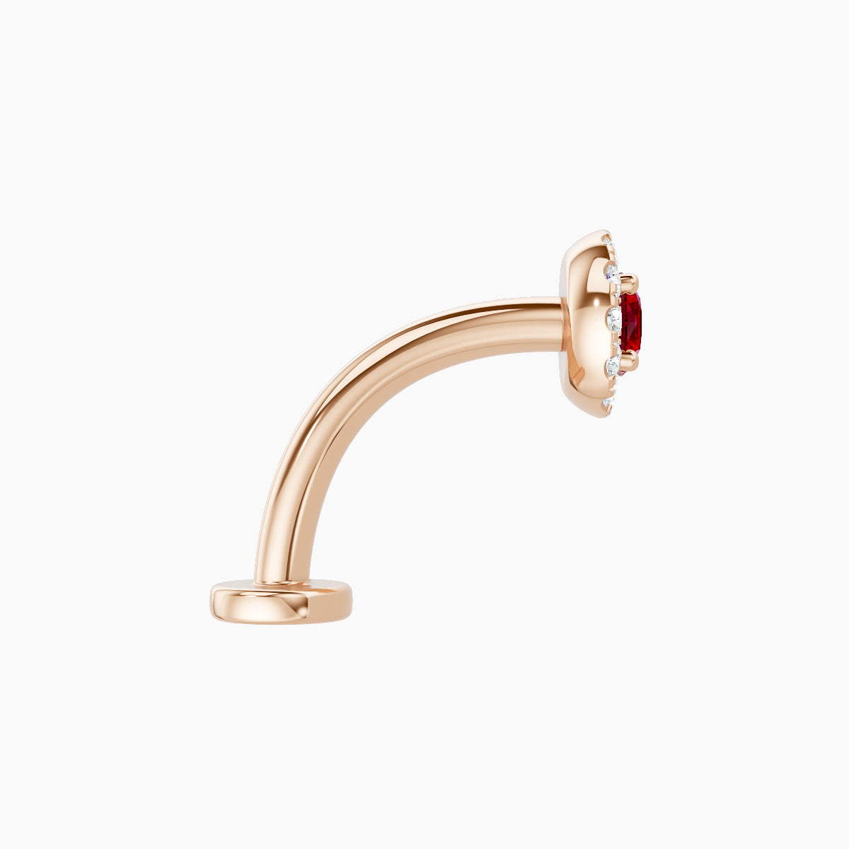 Eirene | 18k Rose Gold 10 mm 5.5 mm Halo Round Ruby & Diamond Floating Navel Piercing