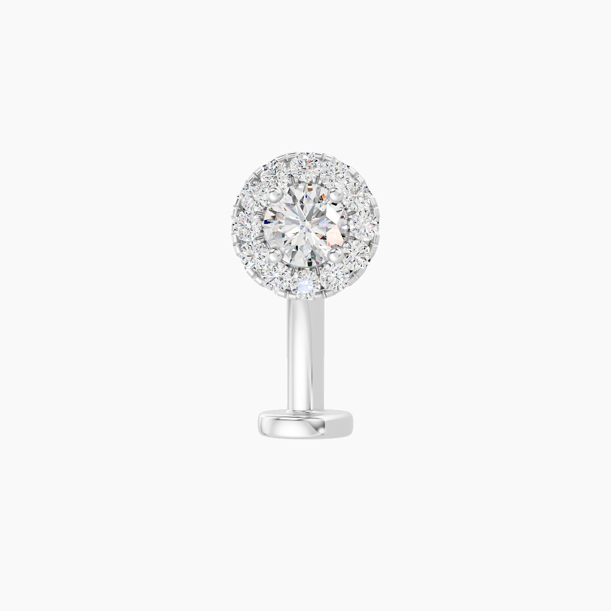 Eirene | 18k White Gold 5.5 mm 10 mm Halo Round Diamond Floating Navel Piercing