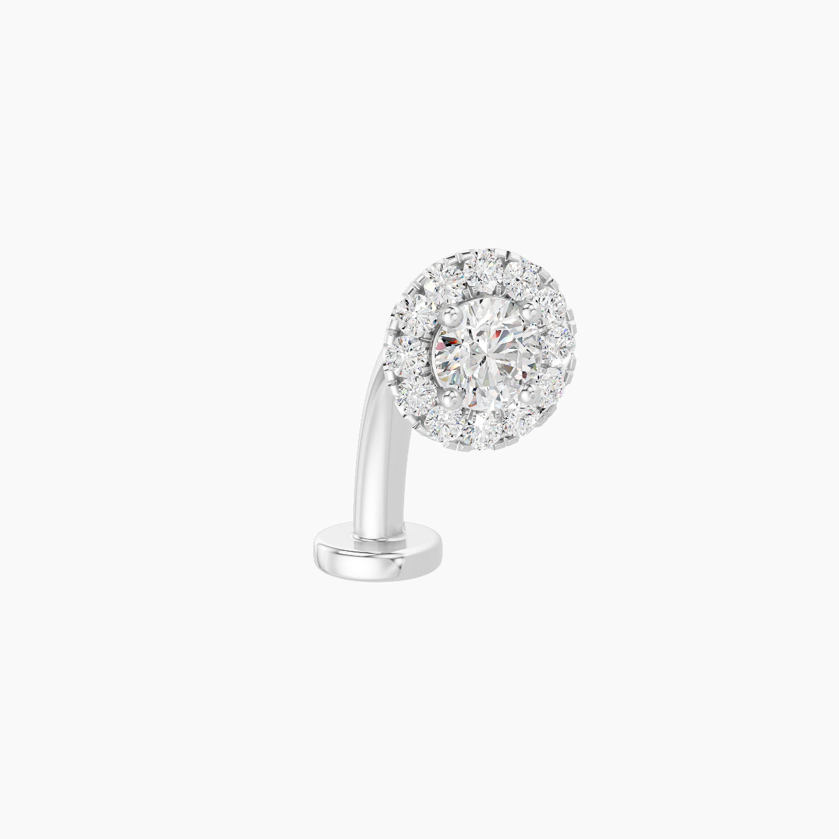 Eirene | 18k White Gold 5.5 mm 10 mm Halo Round Diamond Floating Navel Piercing