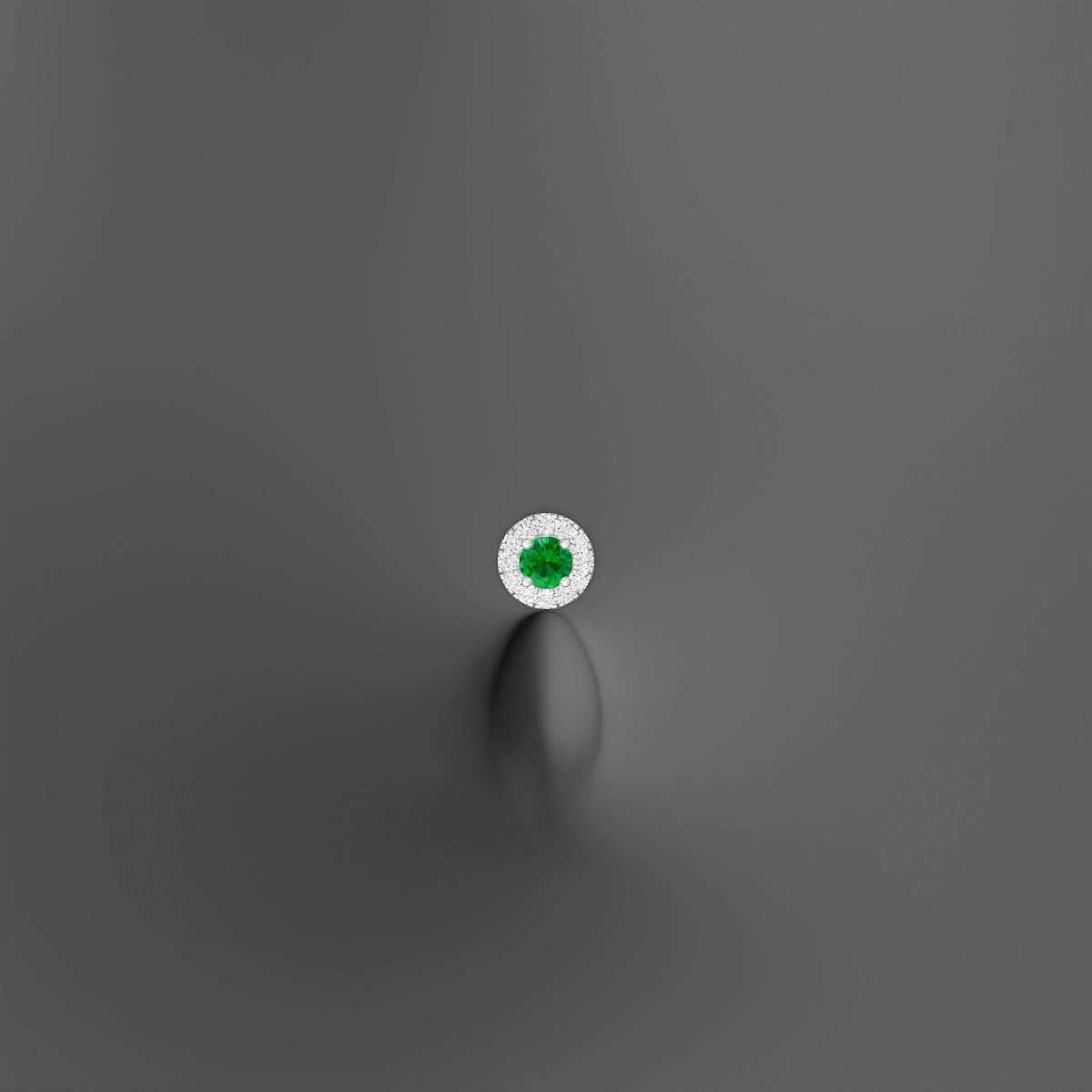 Eirene | 18k White Gold 10 mm 5.5 mm Halo Round Emerald & Diamond Floating Navel Piercing