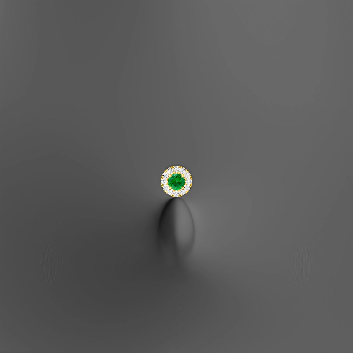 Eirene | 18k Yellow Gold 10 mm 5.5 mm Halo Round Emerald & Diamond Floating Navel Piercing