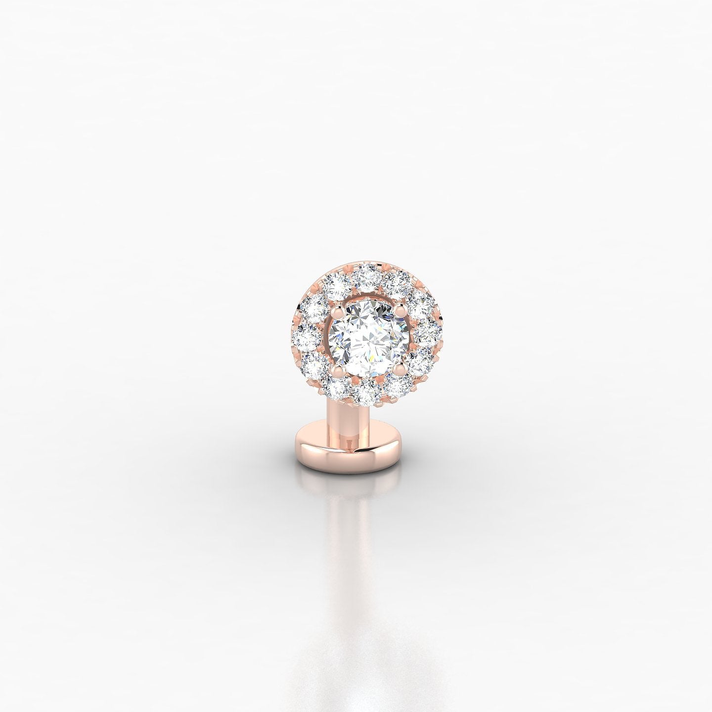 Eirene | 18k Rose Gold 10 mm 6 mm Halo Round Diamond Floating Navel Piercing