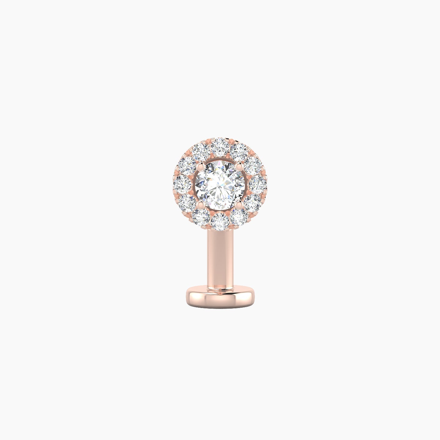 Eirene | 18k Rose Gold 6 mm 10 mm Halo Round Diamond Floating Navel Piercing