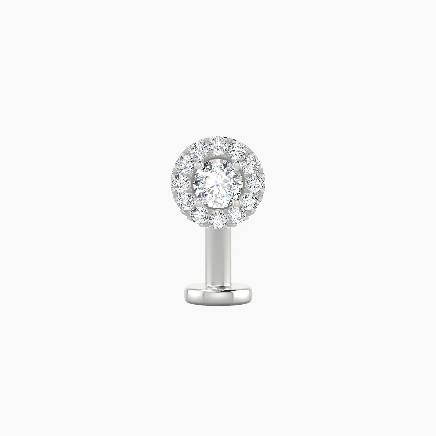 Eirene | 18k White Gold 6 mm 10 mm Halo Round Diamond Floating Navel Piercing