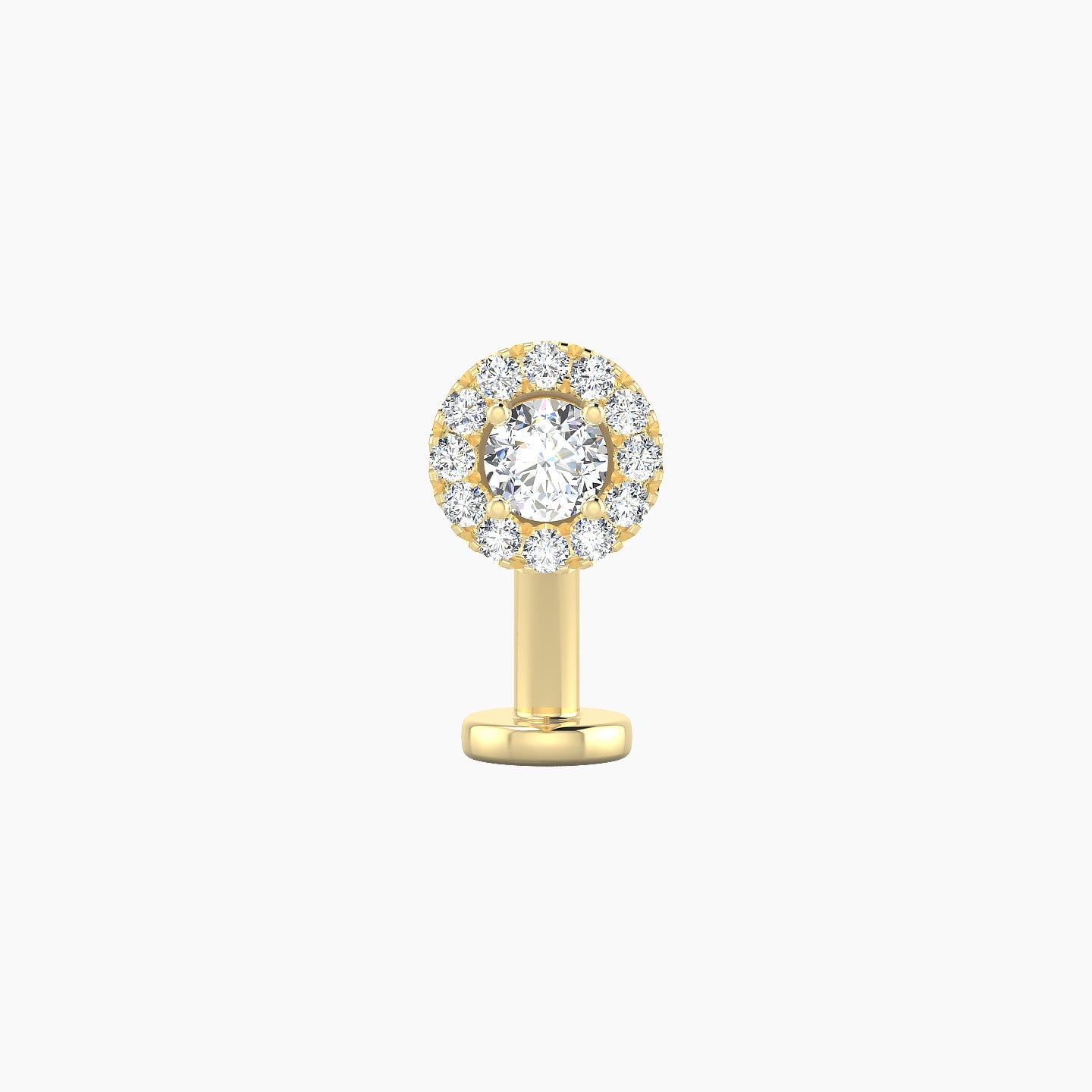 Eirene | 18k Yellow Gold 6 mm 10 mm Halo Round Diamond Floating Navel Piercing