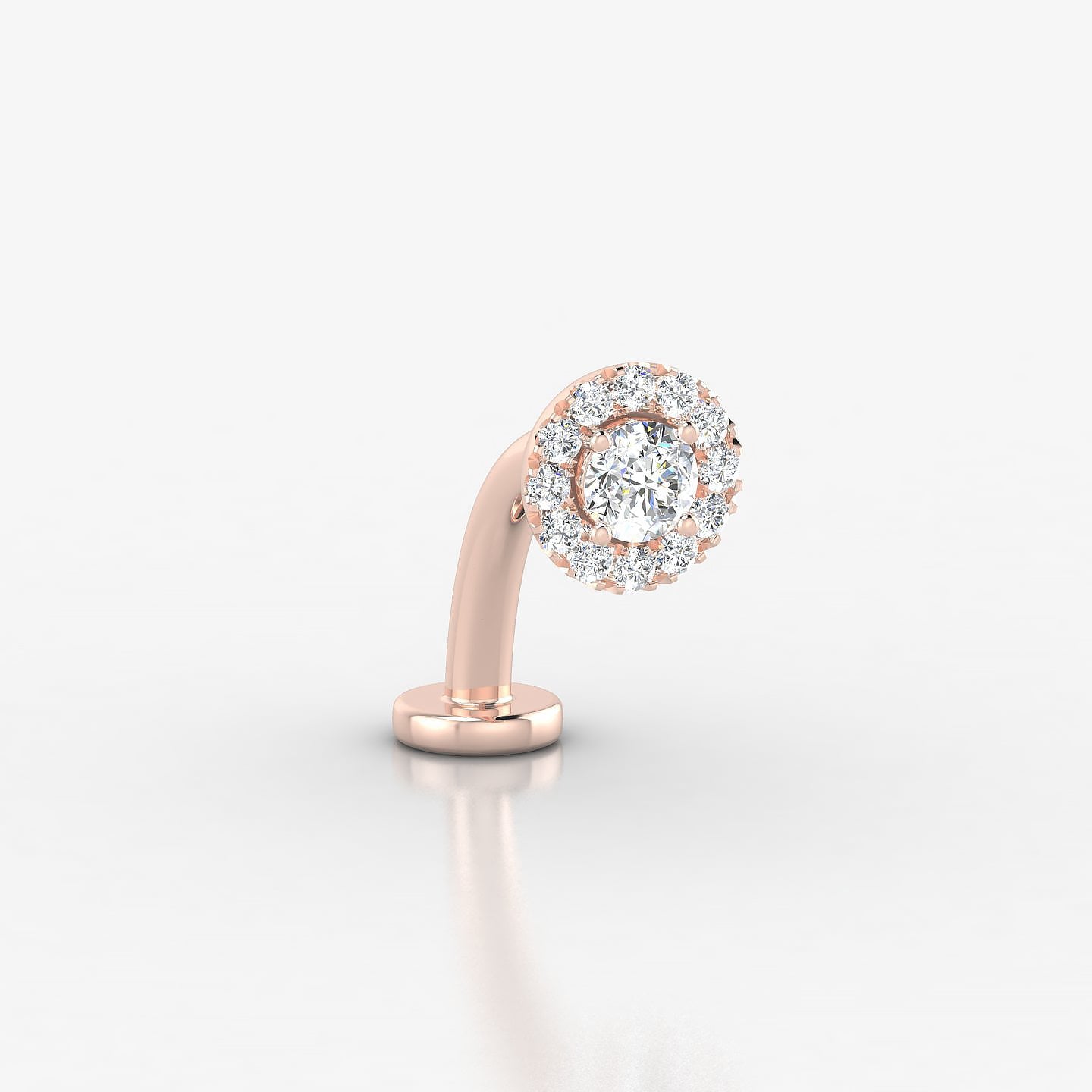 Eirene | 18k Rose Gold 6 mm 10 mm Halo Round Diamond Floating Navel Piercing