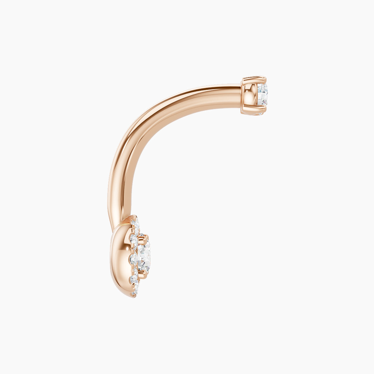 Eirene | 18k Rose Gold 6 mm 10 mm Halo Round Diamond Navel Piercing