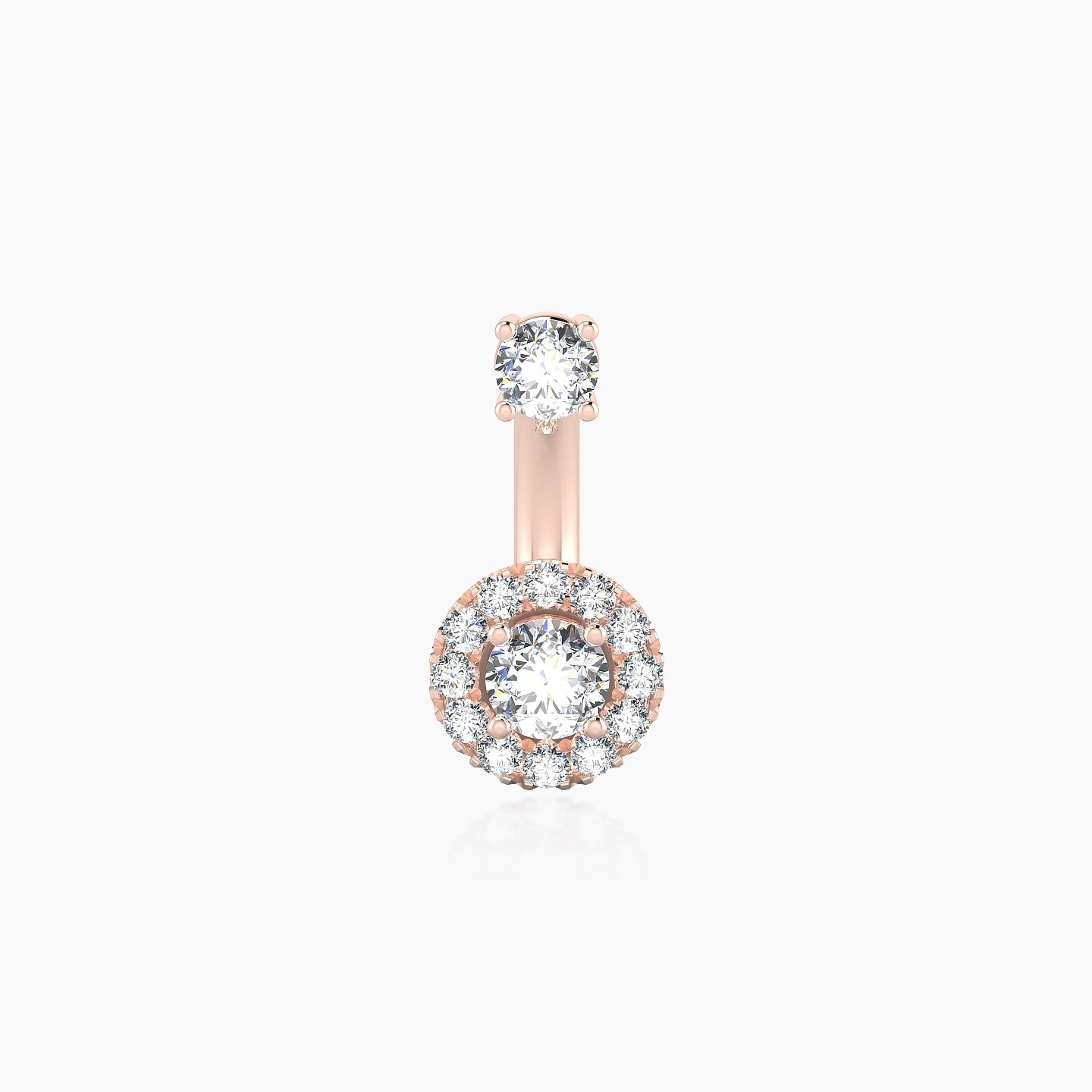 Eirene | 18k Rose Gold 10 mm 6 mm Halo Round Diamond Navel Piercing