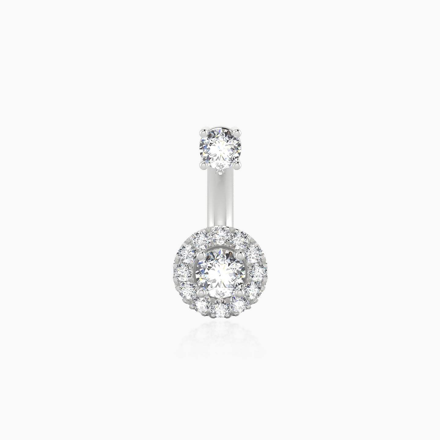 Eirene | 18k White Gold 10 mm 6 mm Halo Round Diamond Navel Piercing