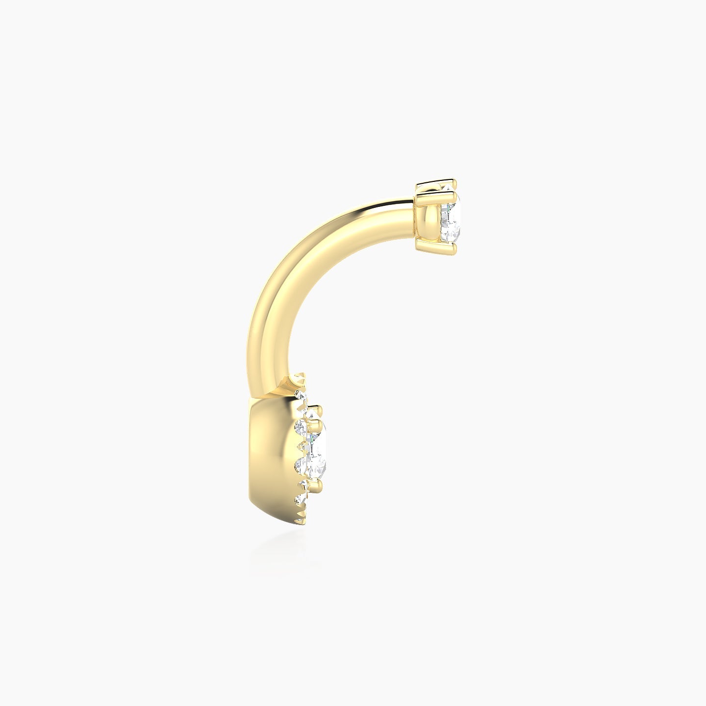 Eirene | 18k Yellow Gold 10 mm 6 mm Halo Round Diamond Navel Piercing