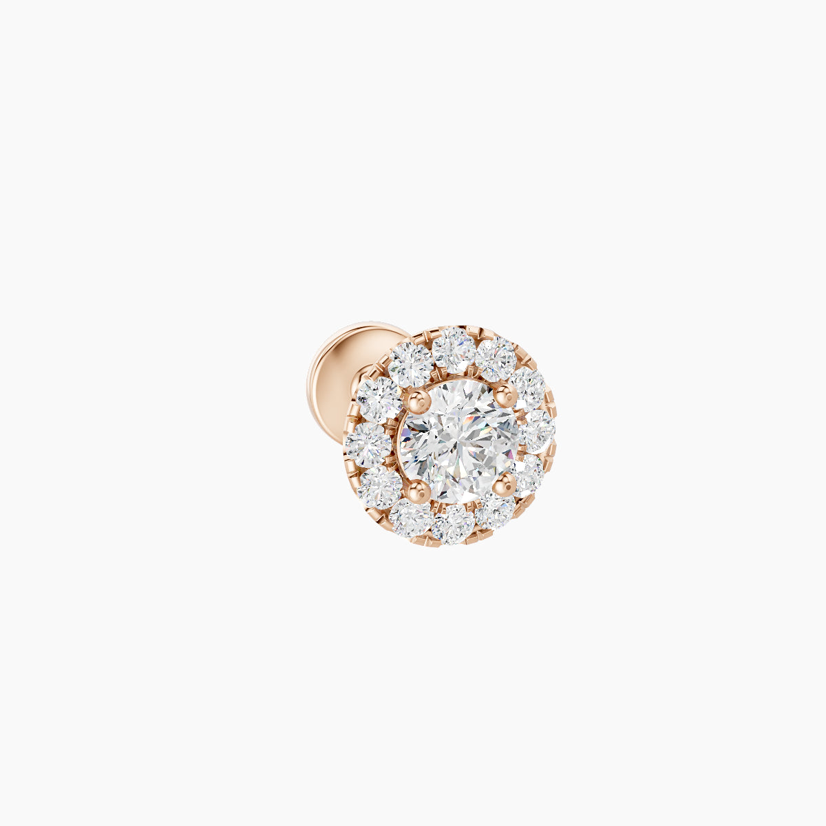 Eirene | 18k Rose Gold 5.5 mm 5 mm Halo Round Diamond Piercing