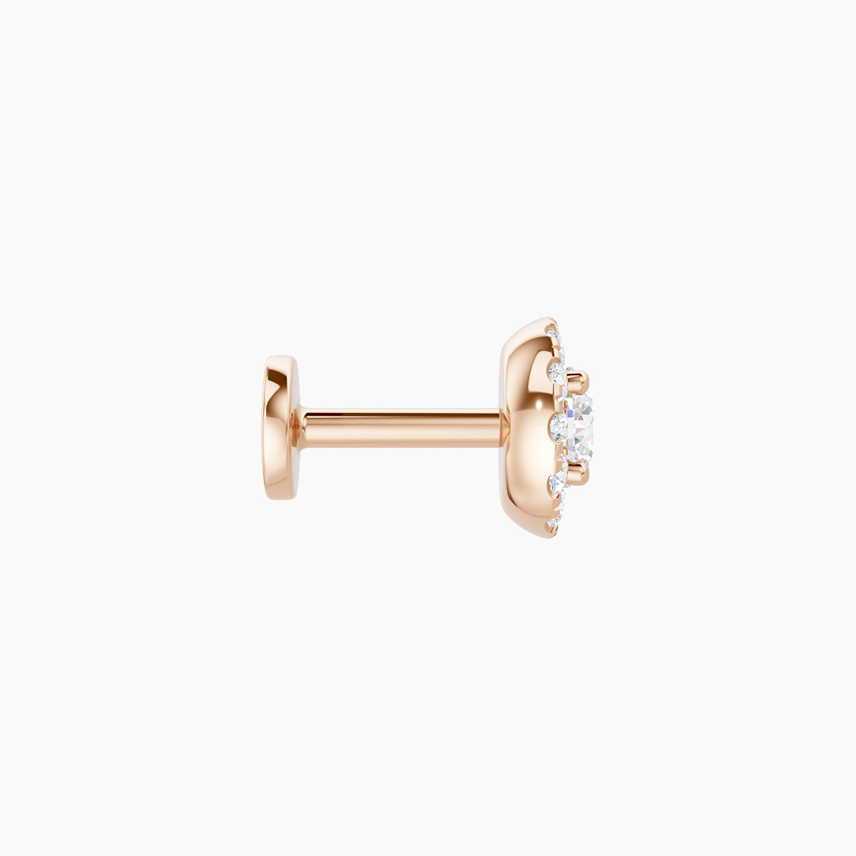Eirene | 18k Rose Gold 5.5 mm 5 mm Halo Round Diamond Piercing