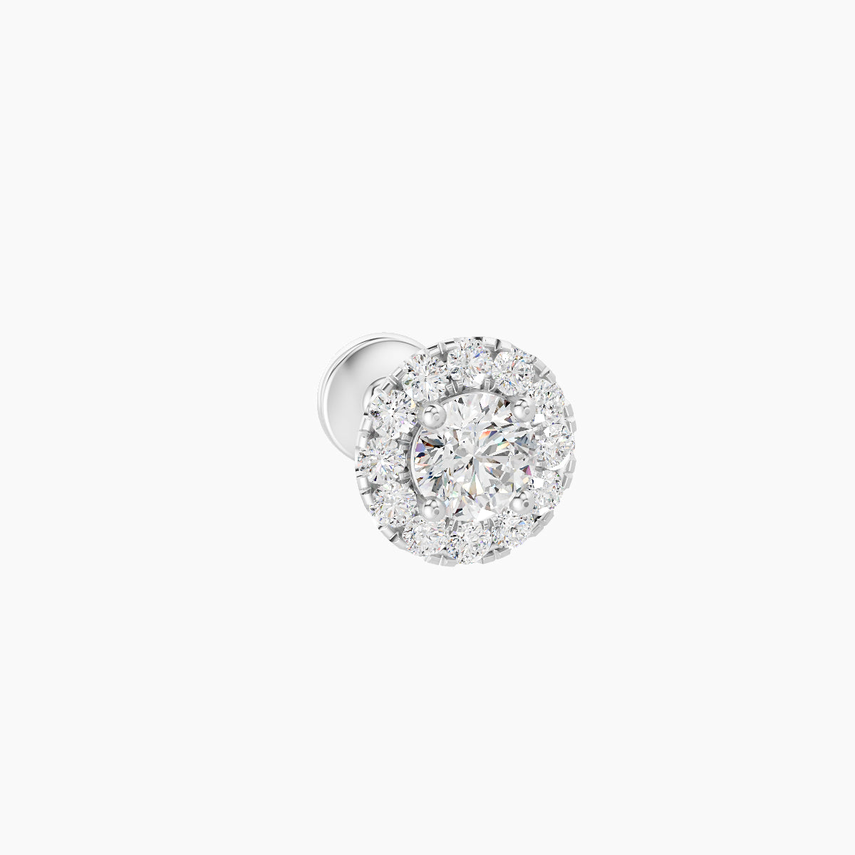 Eirene | 18k White Gold 5.5 mm 5 mm Halo Round Diamond Piercing