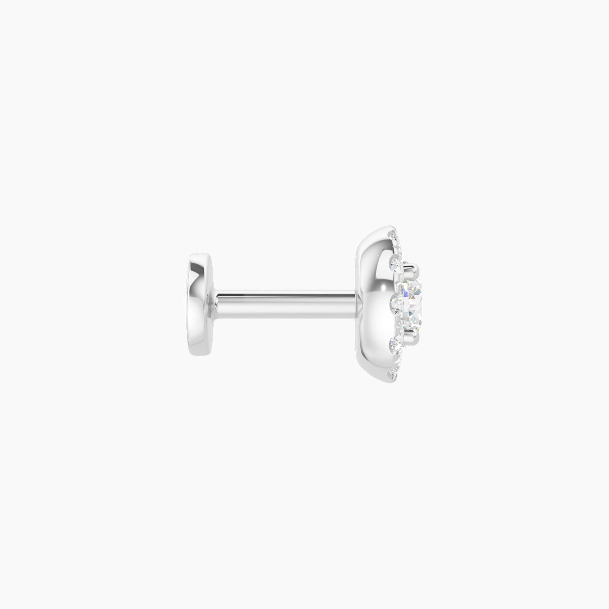 Eirene | 18k White Gold 5.5 mm 5 mm Halo Round Diamond Piercing