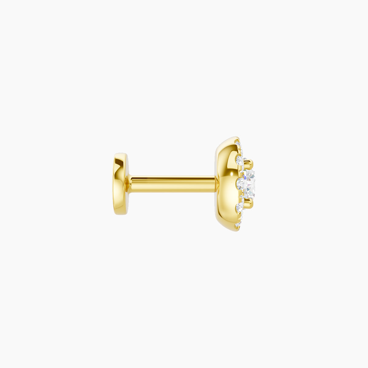 Eirene | 18k Yellow Gold 5.5 mm 5 mm Halo Round Diamond Piercing