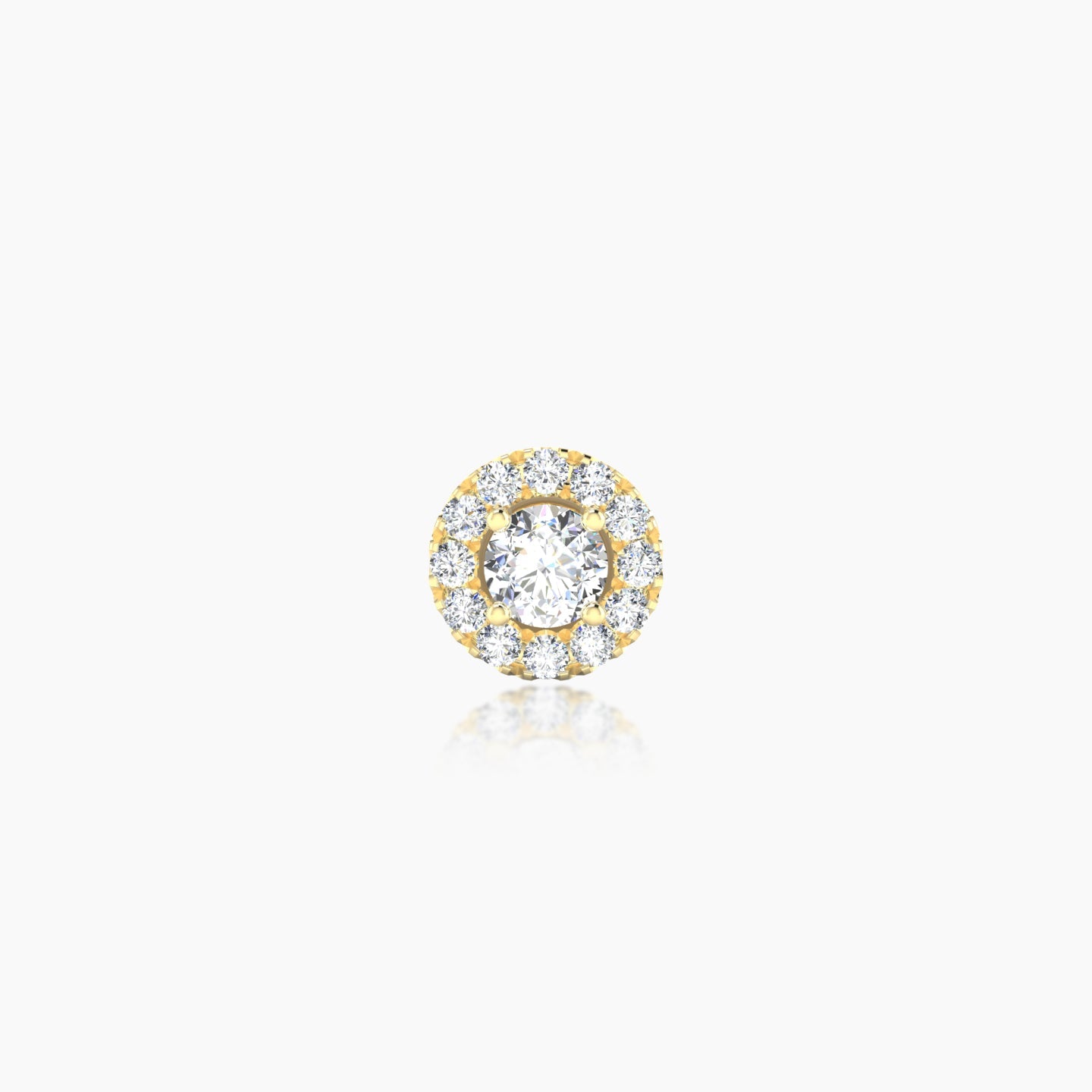 Eirene | 18k Yellow Gold 6 mm 5 mm Halo Round Diamond Piercing