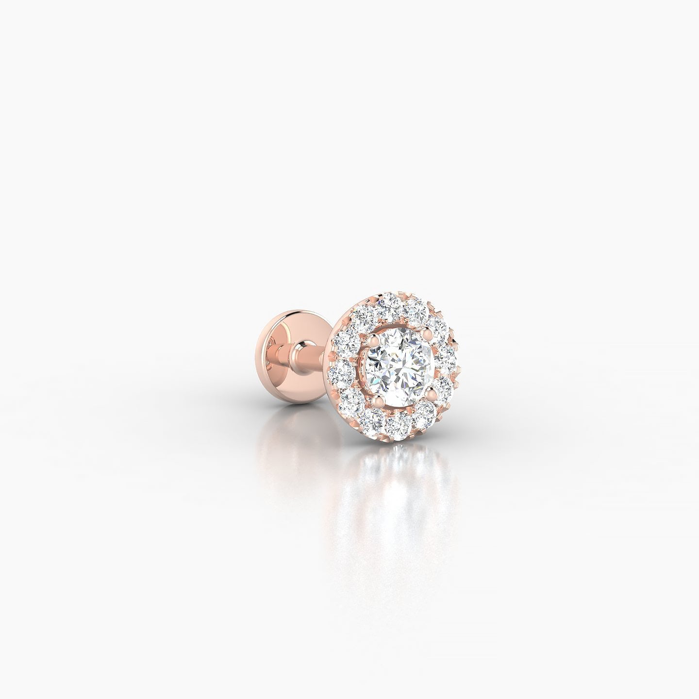 Eirene | 18k Rose Gold 6 mm 5 mm Halo Round Diamond Piercing