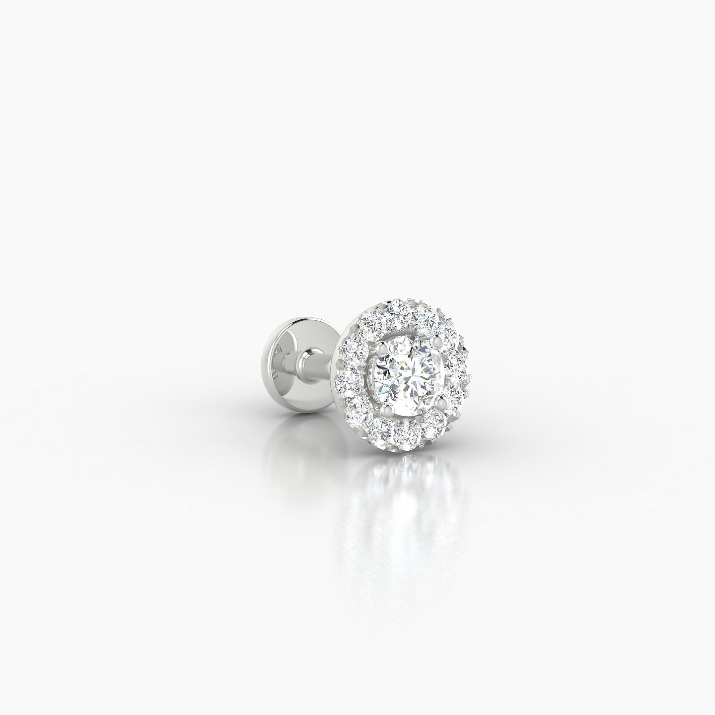 Eirene | 18k White Gold 6 mm 5 mm Halo Round Diamond Piercing