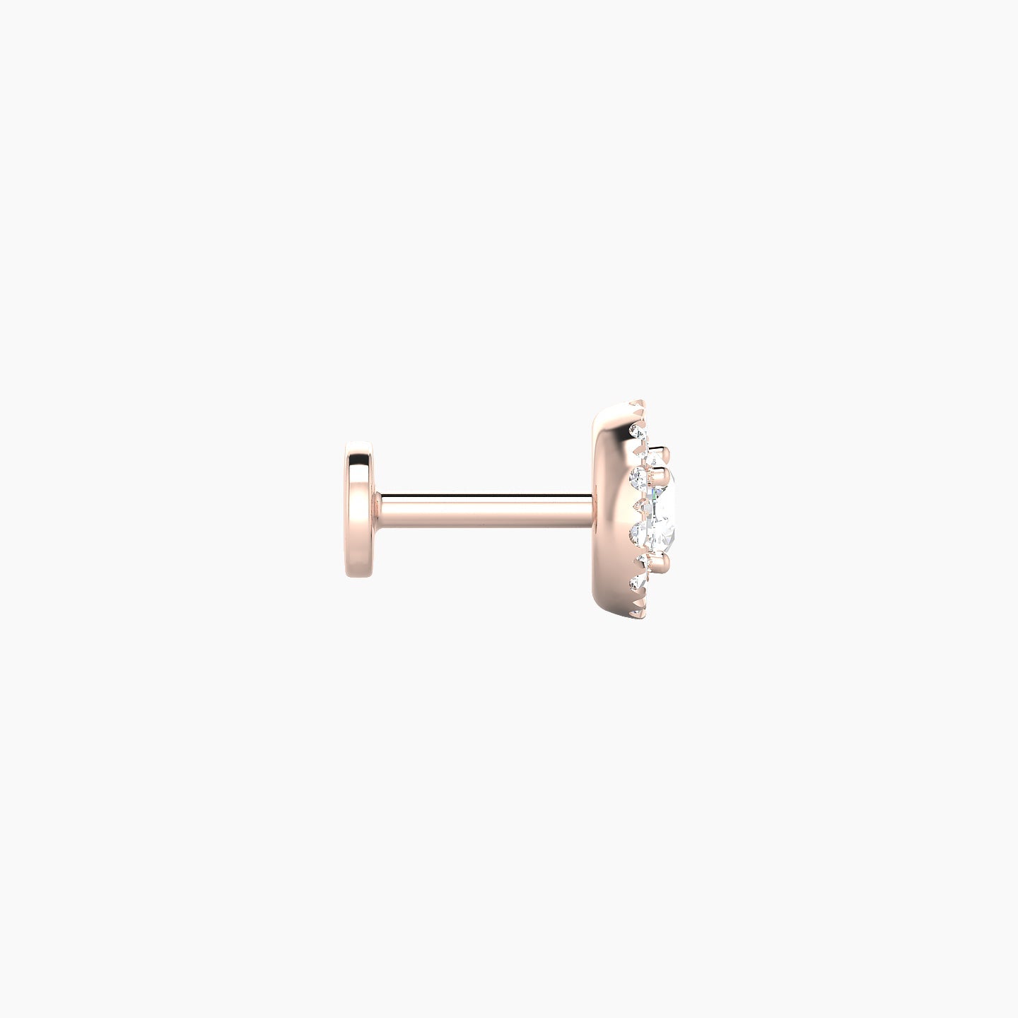 Eirene | 18k Rose Gold 6 mm 5 mm Halo Round Diamond Piercing