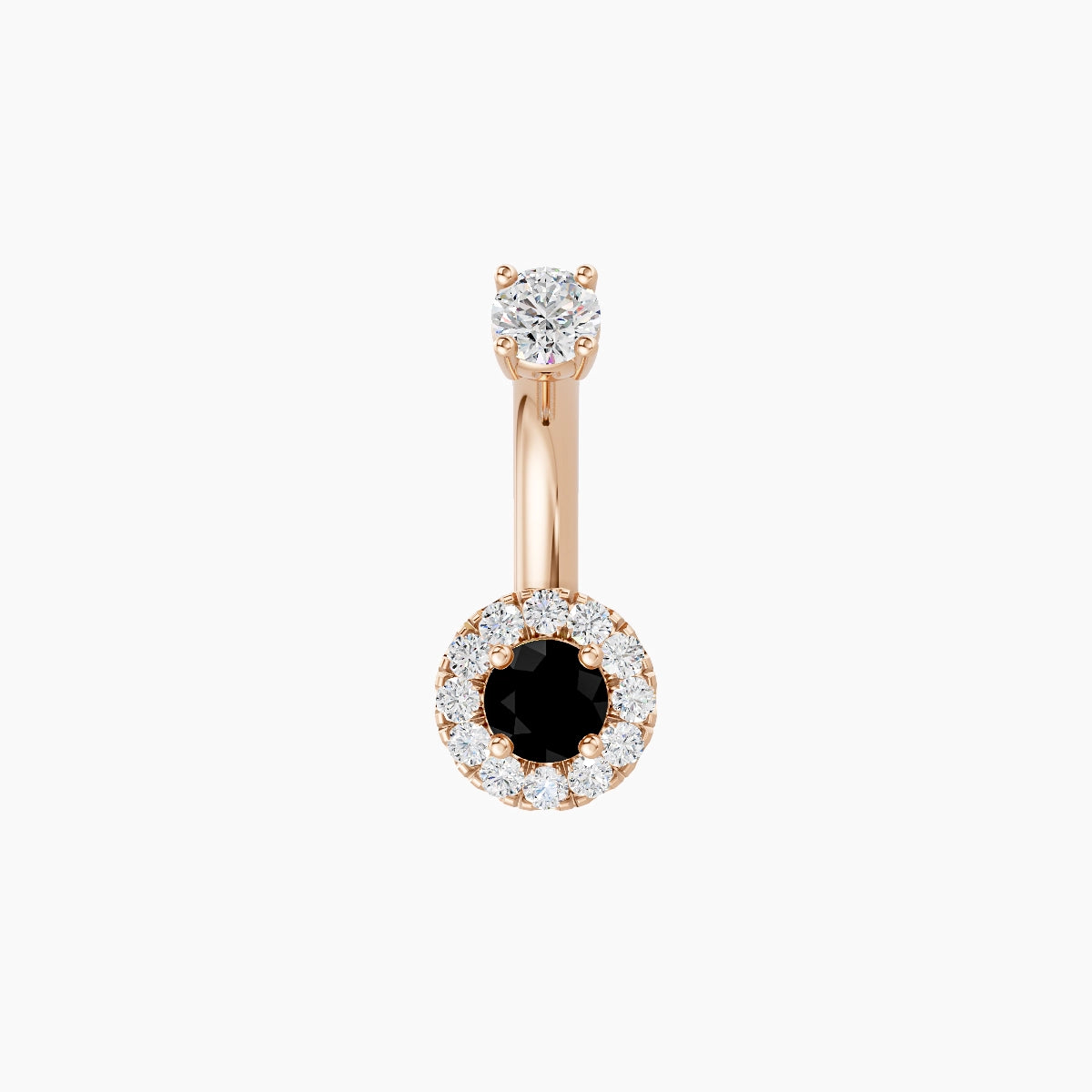 Eirene | 18k Rose Gold 5.5 mm 6 mm Halo Round Black Diamond & Diamond Belly Piercing