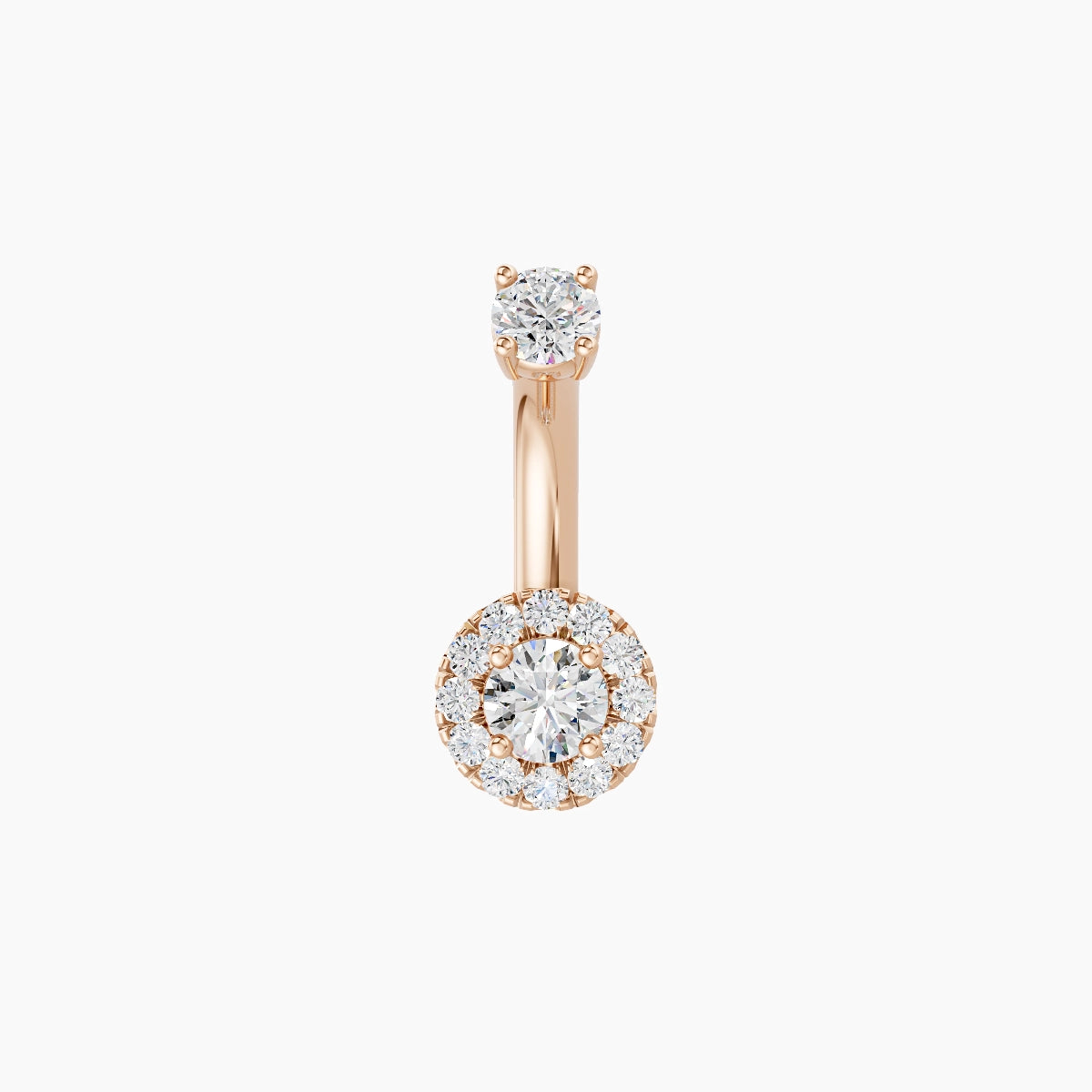 Eirene | 18k Rose Gold 5.5 mm 6 mm Halo Round Diamond Belly Piercing