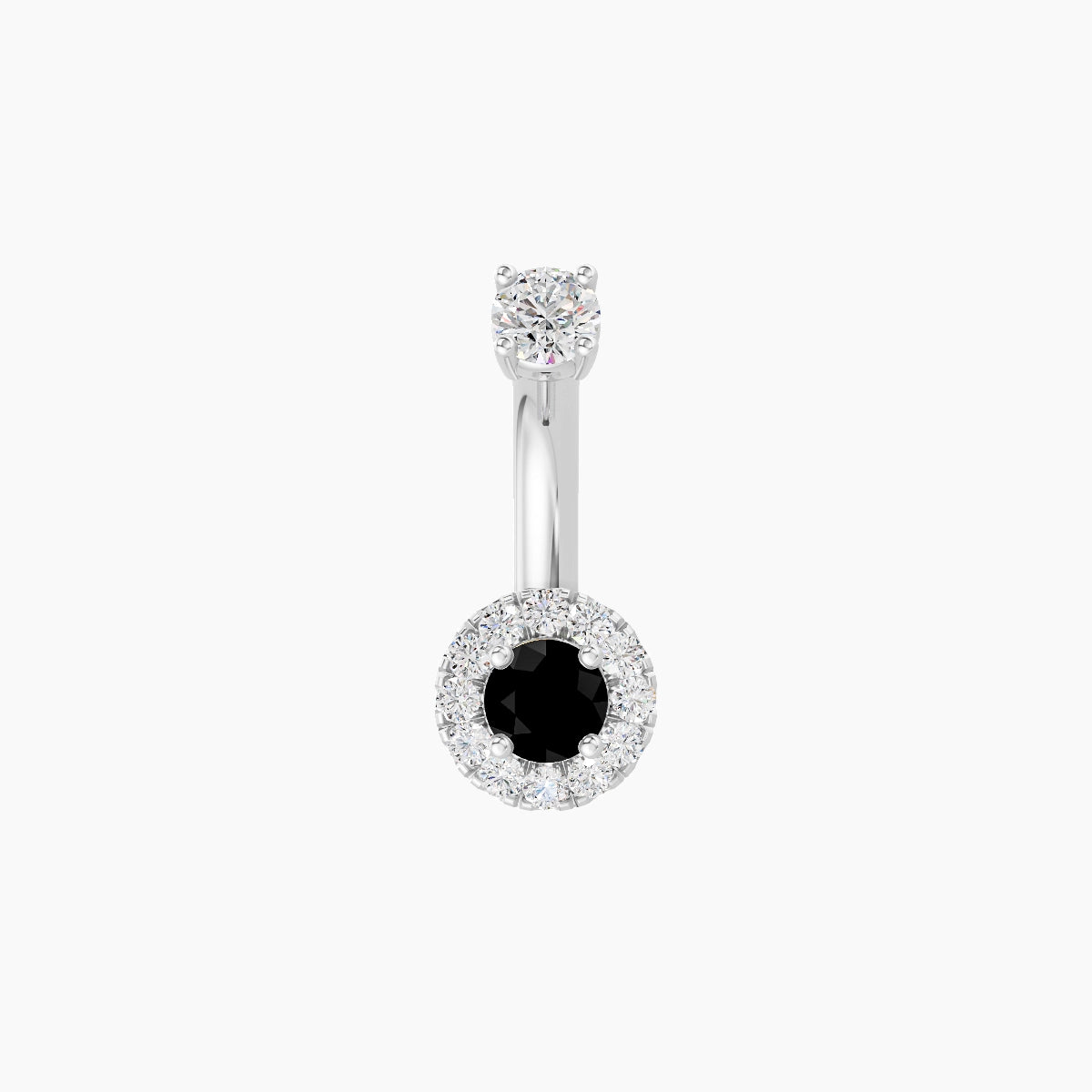 Eirene | 18k White Gold 5.5 mm 6 mm Halo Round Black Diamond & Diamond Belly Piercing