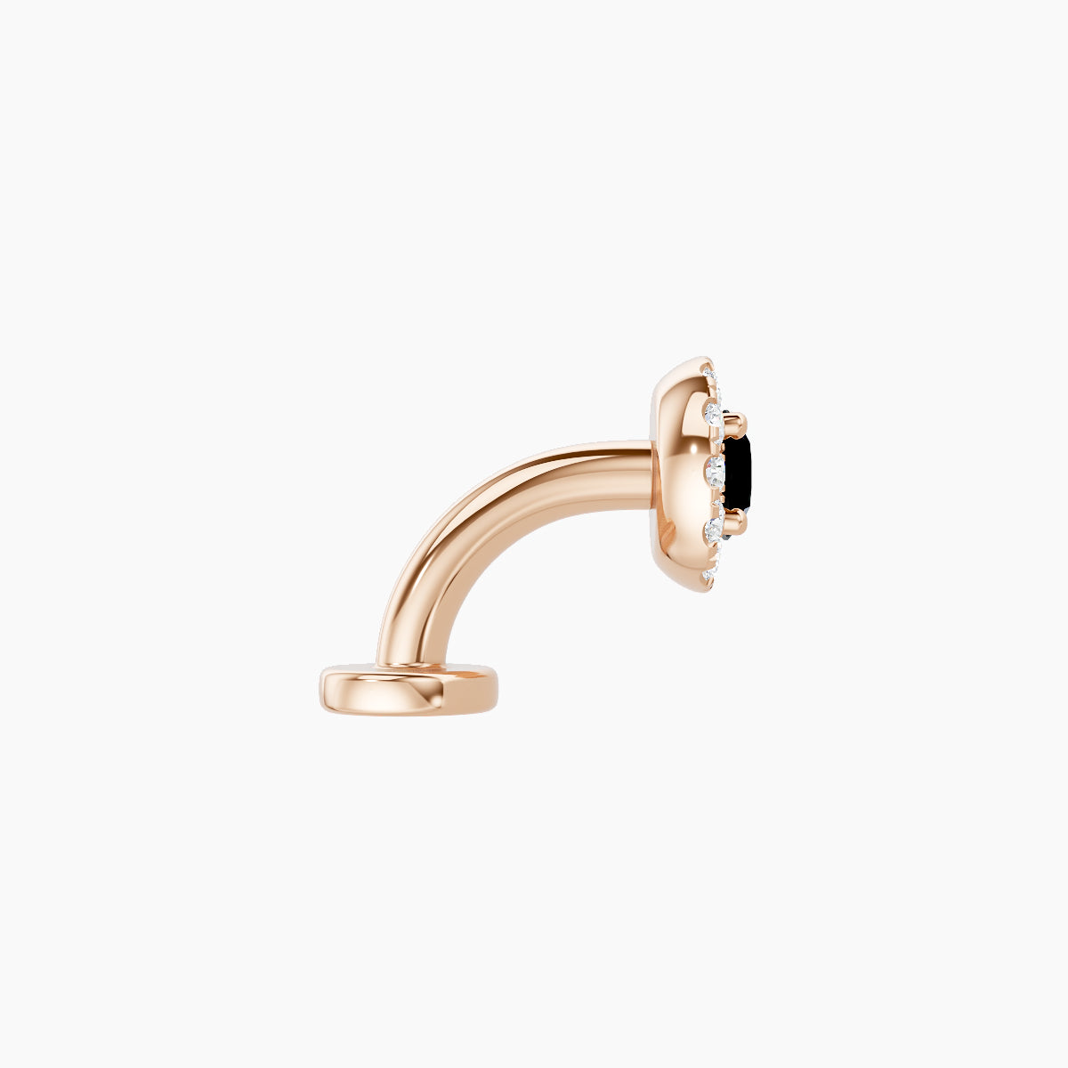 Eirene | 18k Rose Gold 6 mm 5.5 mm Halo Round Black Diamond & Diamond Floating Navel Piercing