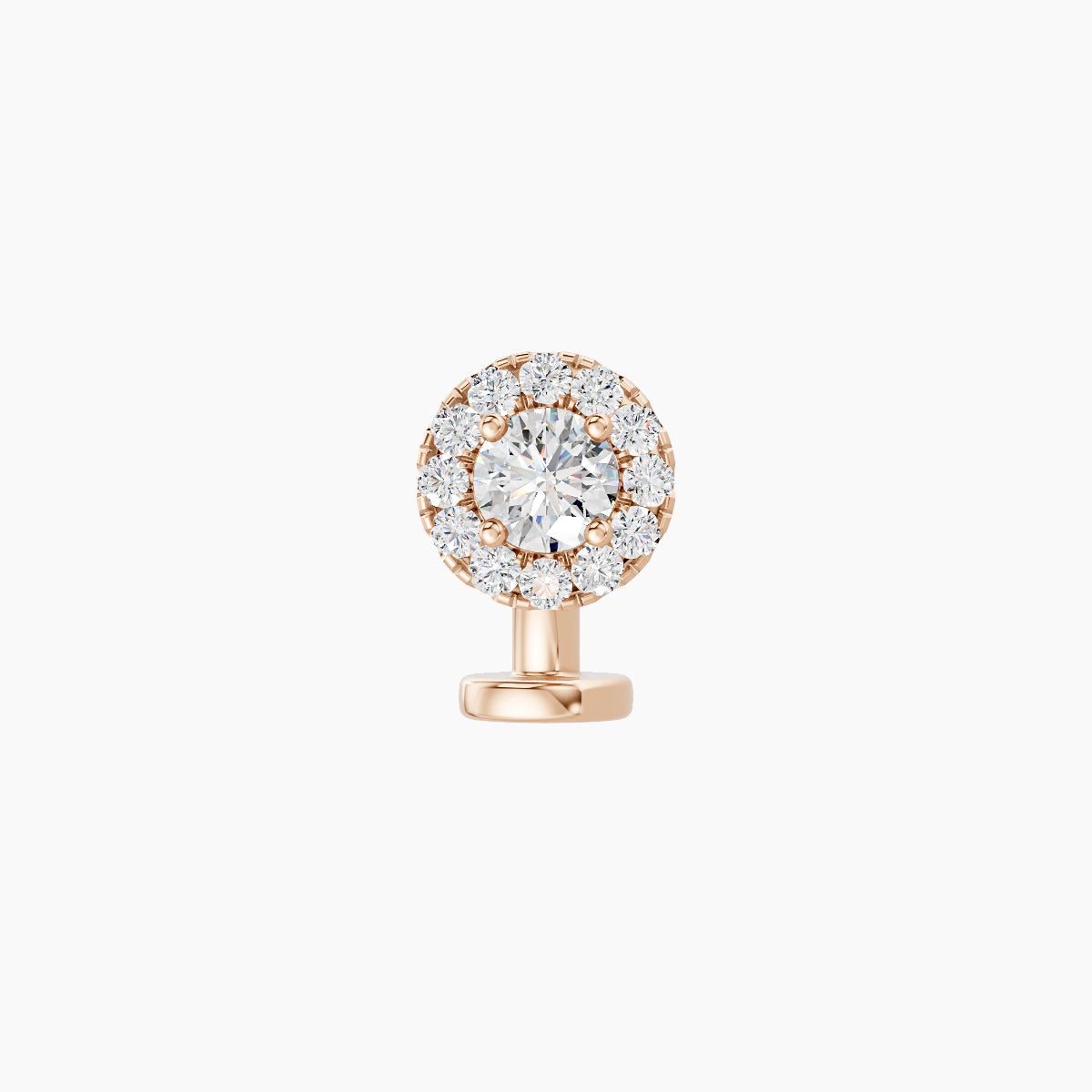 Eirene | 18k Rose Gold 5.5 mm 6 mm Halo Round Diamond Floating Navel Piercing