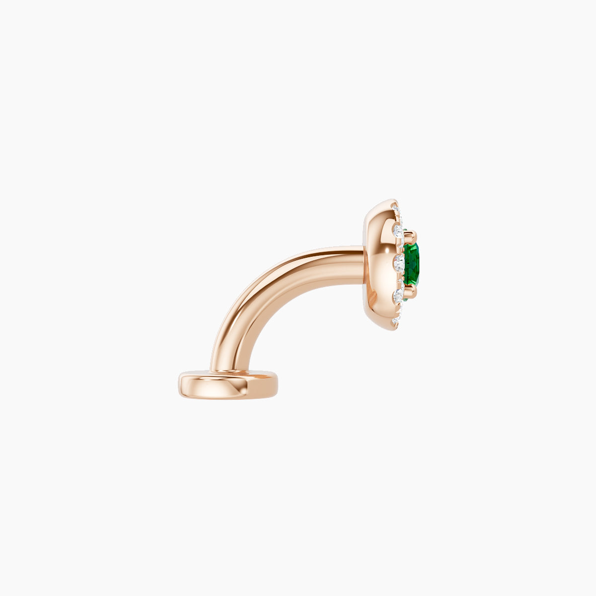 Eirene | 18k Rose Gold 6 mm 5.5 mm Halo Round Emerald & Diamond Floating Navel Piercing