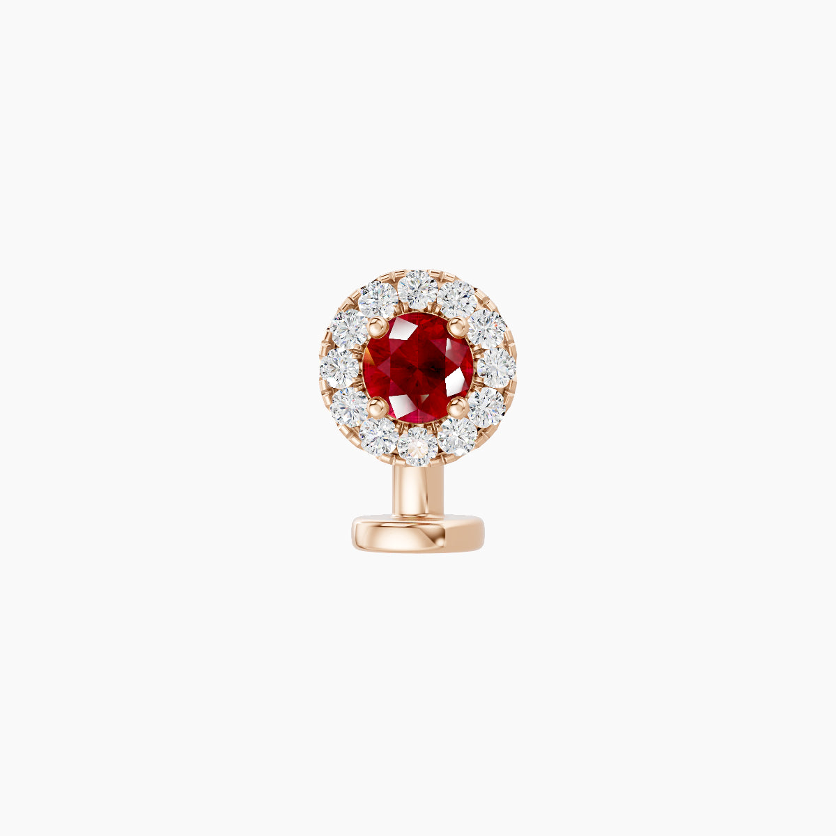 Eirene | 18k Rose Gold 6 mm 5.5 mm Halo Round Ruby & Diamond Floating Navel Piercing