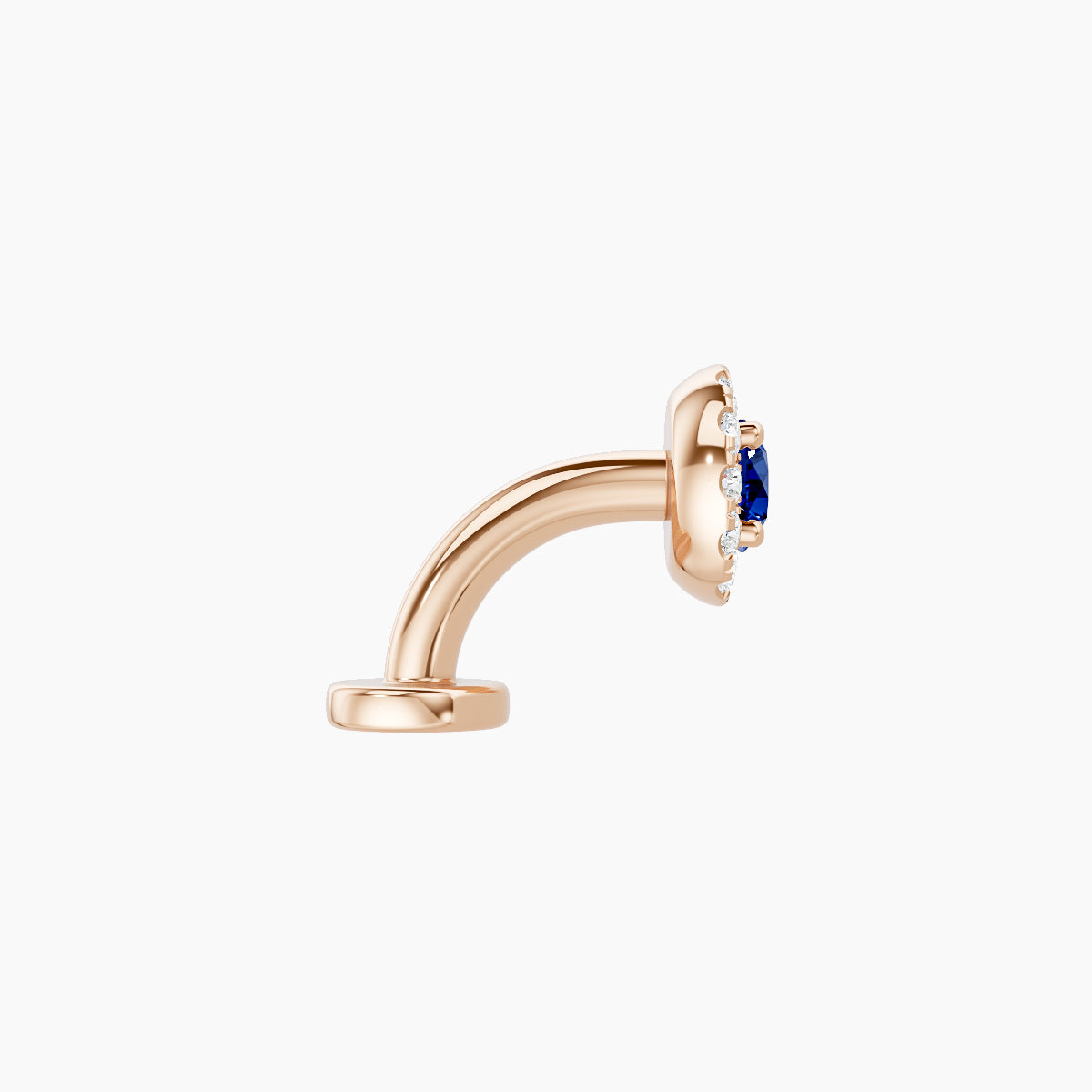 Eirene | 18k Rose Gold 6 mm 5.5 mm Halo Round Sapphire & Diamond Floating Navel Piercing