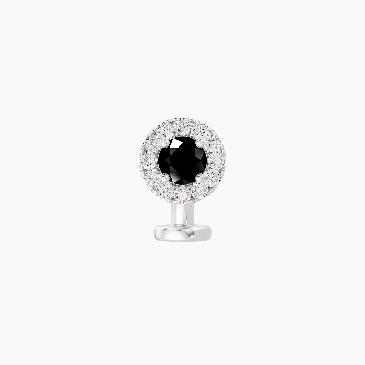 Eirene | 18k White Gold 6 mm 5.5 mm Halo Round Black Diamond & Diamond Floating Navel Piercing