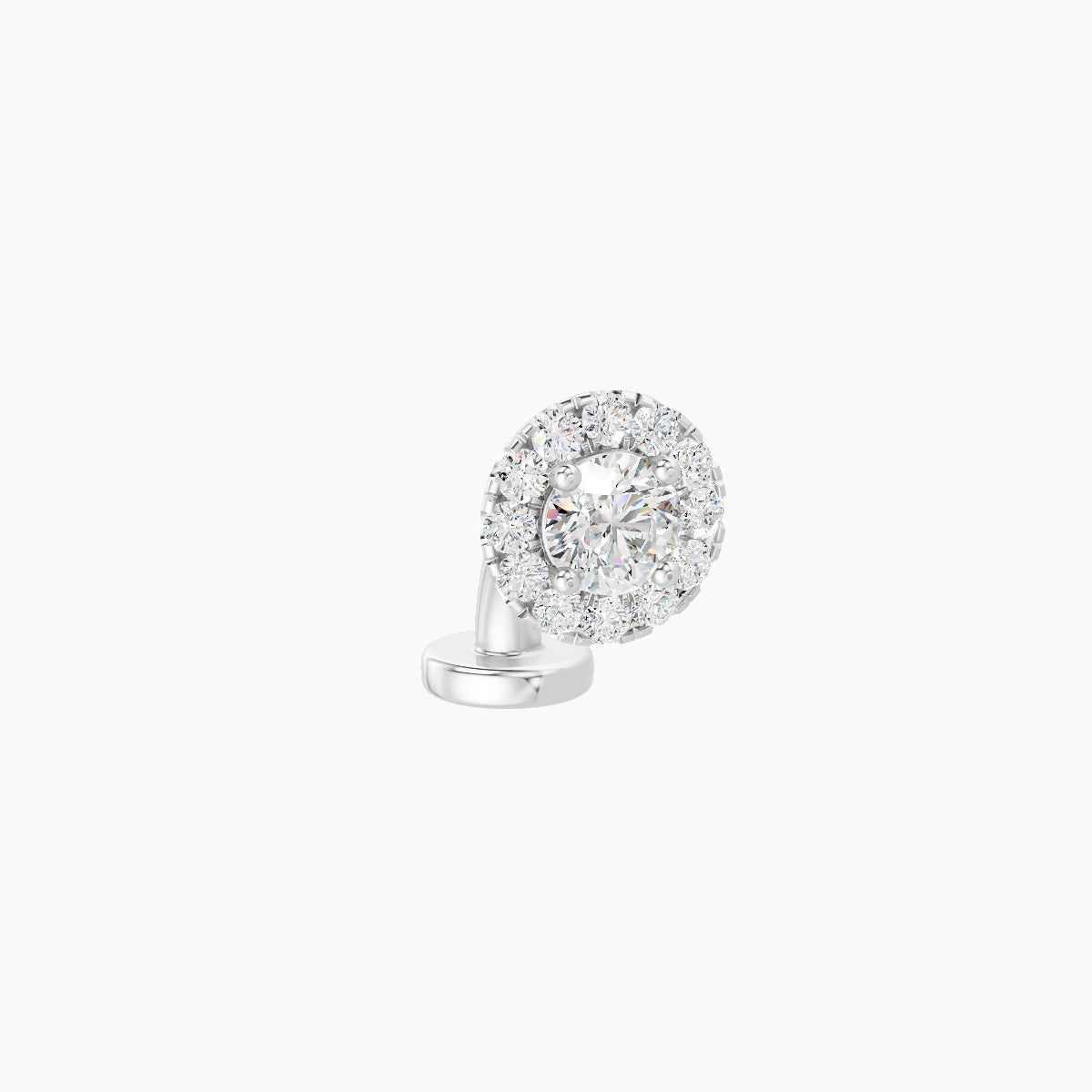 Eirene | 18k White Gold 5.5 mm 6 mm Halo Round Diamond Floating Navel Piercing