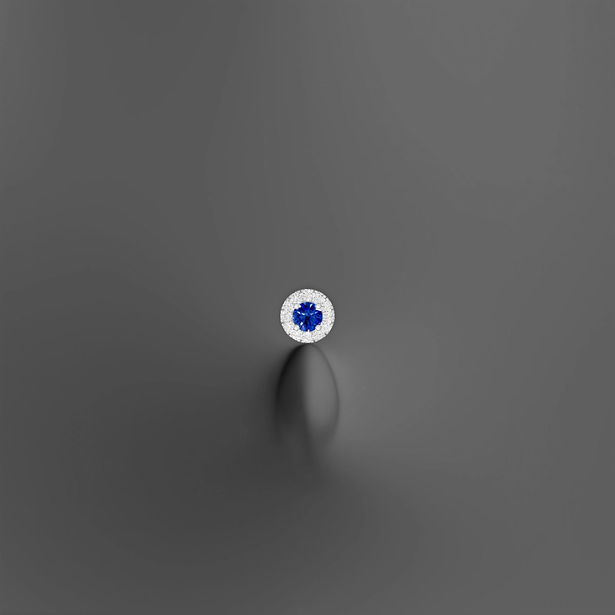 Eirene | 18k White Gold 6 mm 5.5 mm Halo Round Sapphire & Diamond Floating Navel Piercing