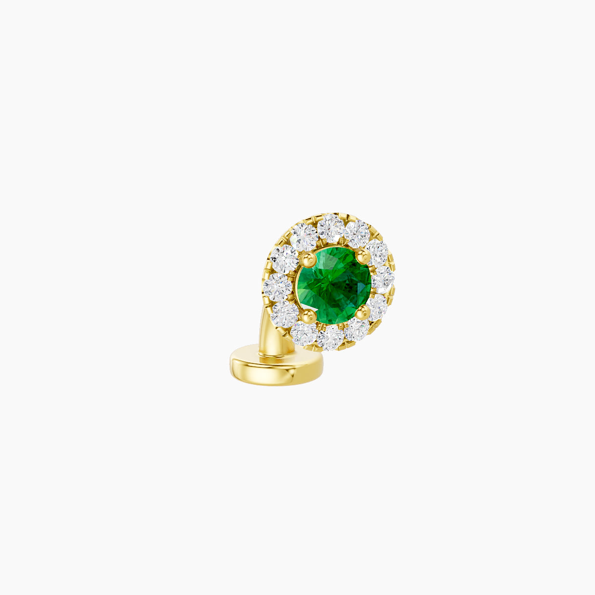 Eirene | 18k Yellow Gold 6 mm 5.5 mm Halo Round Emerald & Diamond Floating Navel Piercing