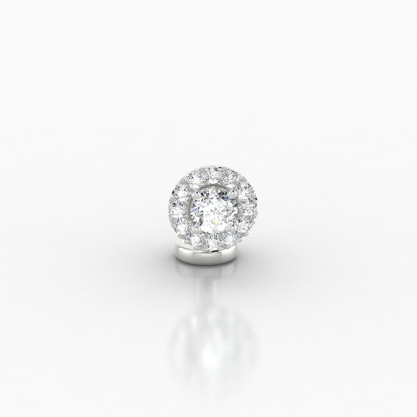 Eirene | 18k White Gold 6 mm 6 mm Halo Round Diamond Floating Navel Piercing