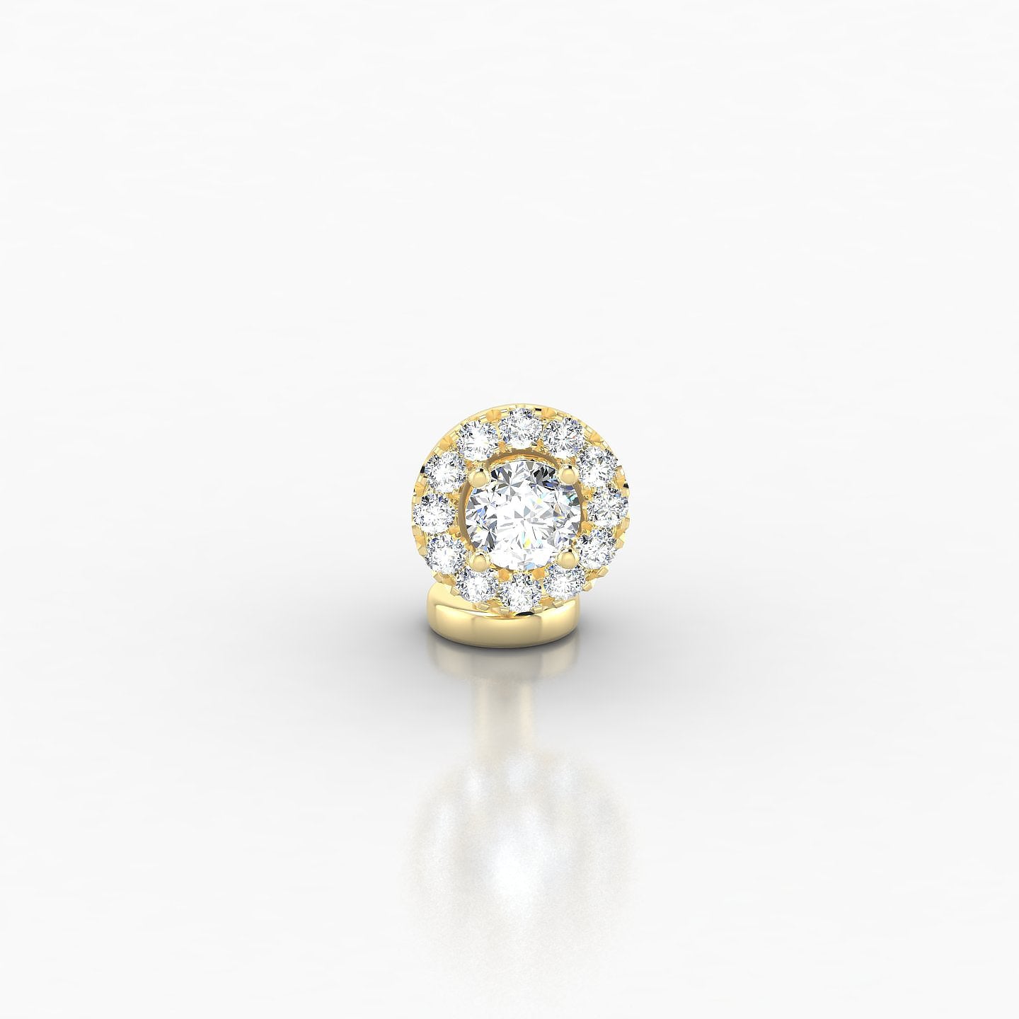 Eirene | 18k Yellow Gold 6 mm 6 mm Halo Round Diamond Floating Navel Piercing