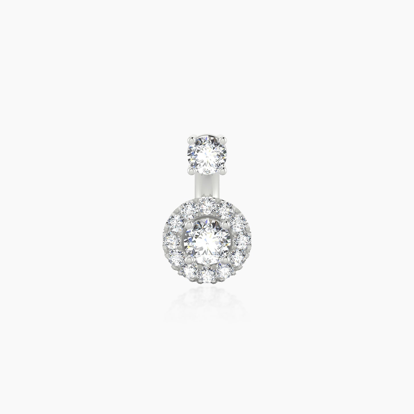 Eirene | 18k White Gold 6 mm 6 mm Halo Round Diamond Navel Piercing