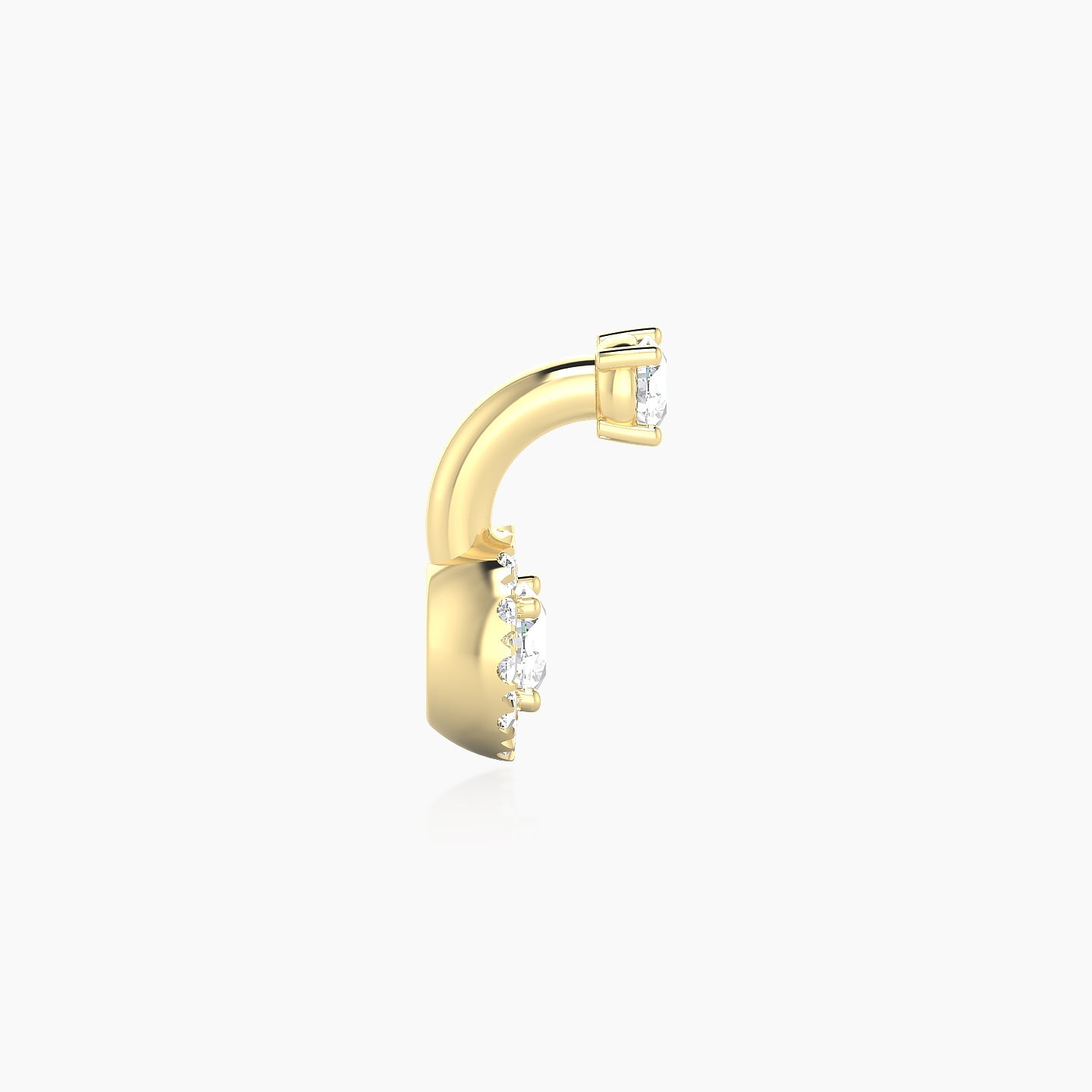 Eirene | 18k Yellow Gold 6 mm 6 mm Halo Round Diamond Navel Piercing
