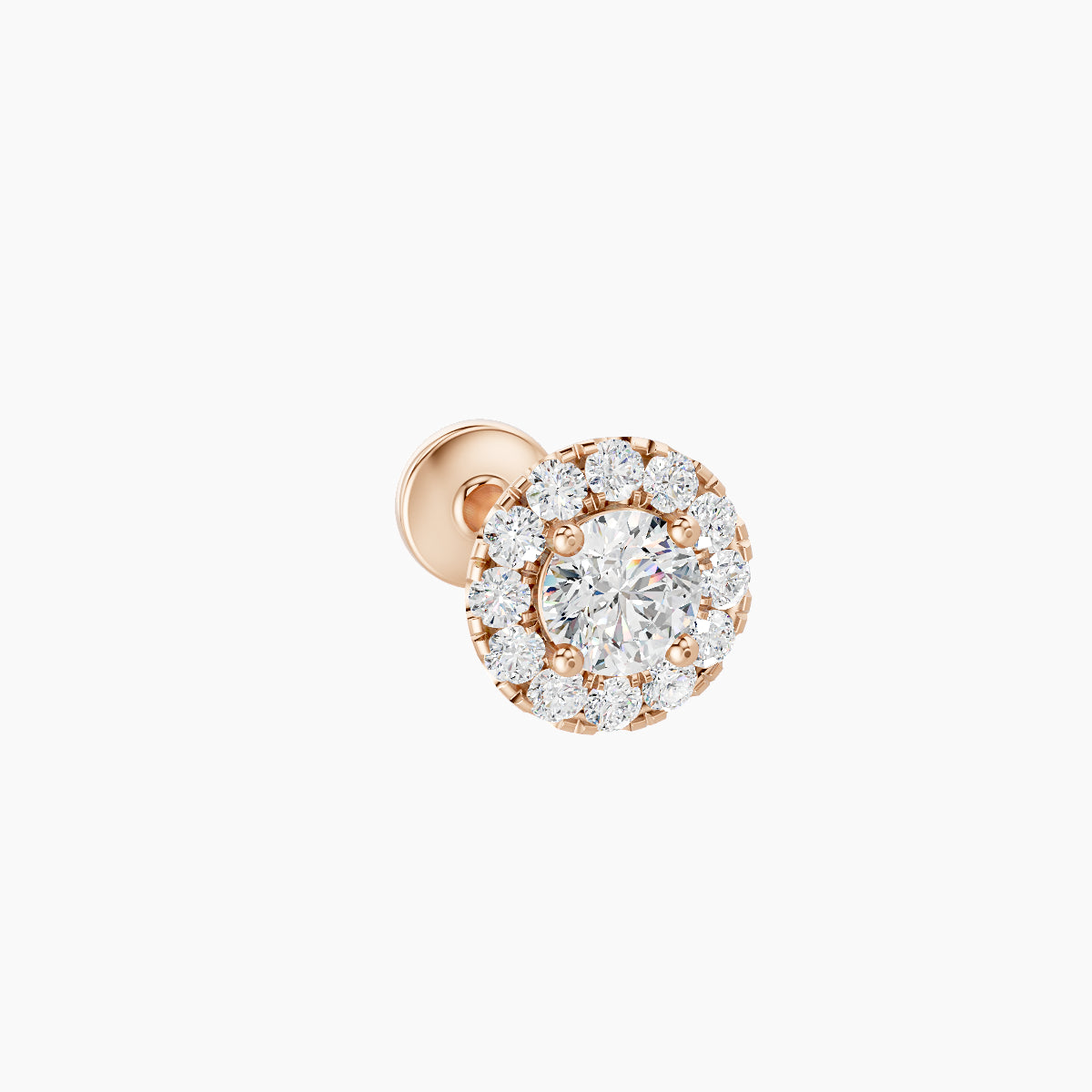 Eirene | 18k Rose Gold 5.5 mm 6.5 mm Halo Round Diamond Piercing