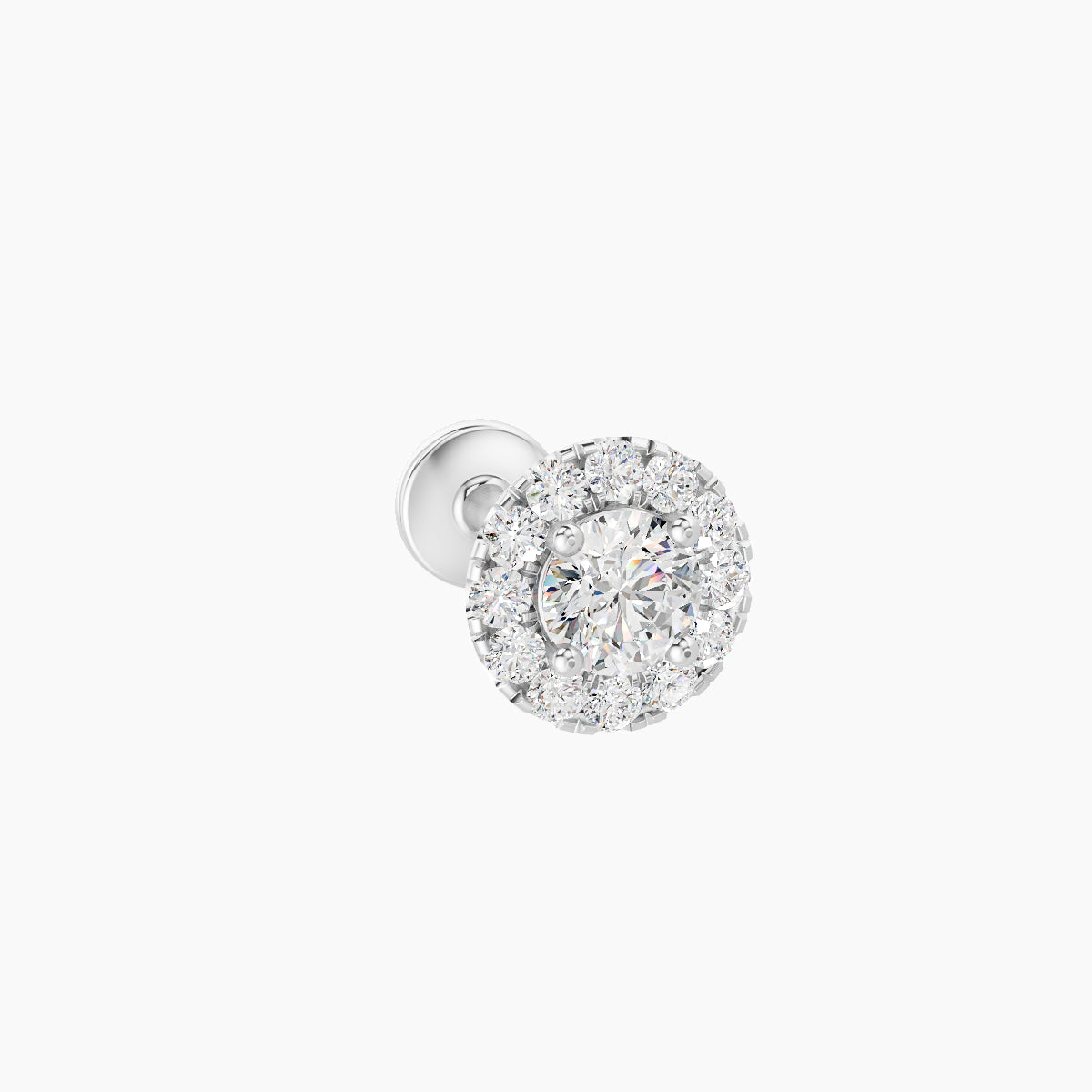 Eirene | 18k White Gold 5.5 mm 6.5 mm Halo Round Diamond Piercing