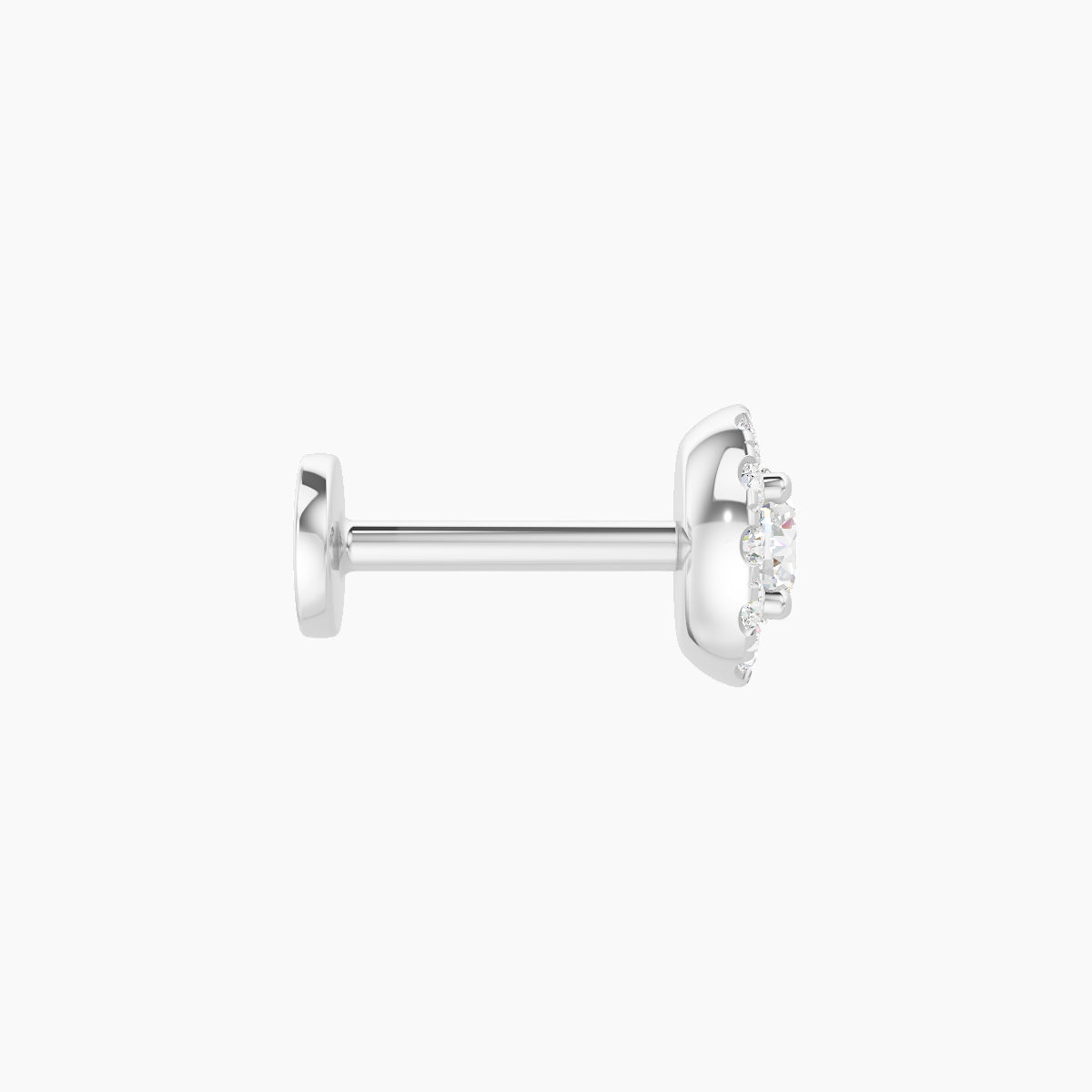 Eirene | 18k White Gold 5.5 mm 6.5 mm Halo Round Diamond Piercing