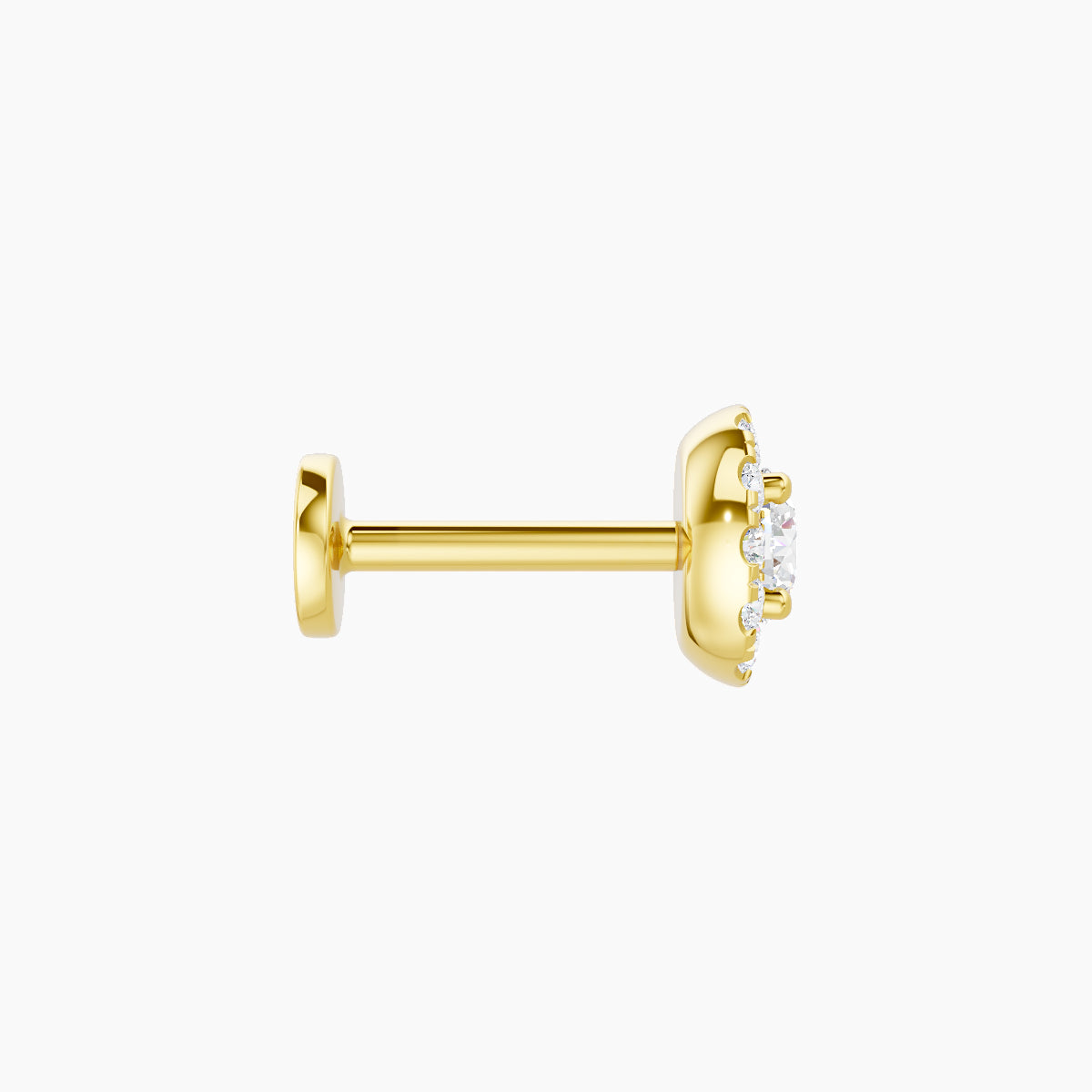 Eirene | 18k Yellow Gold 5.5 mm 6.5 mm Halo Round Diamond Piercing