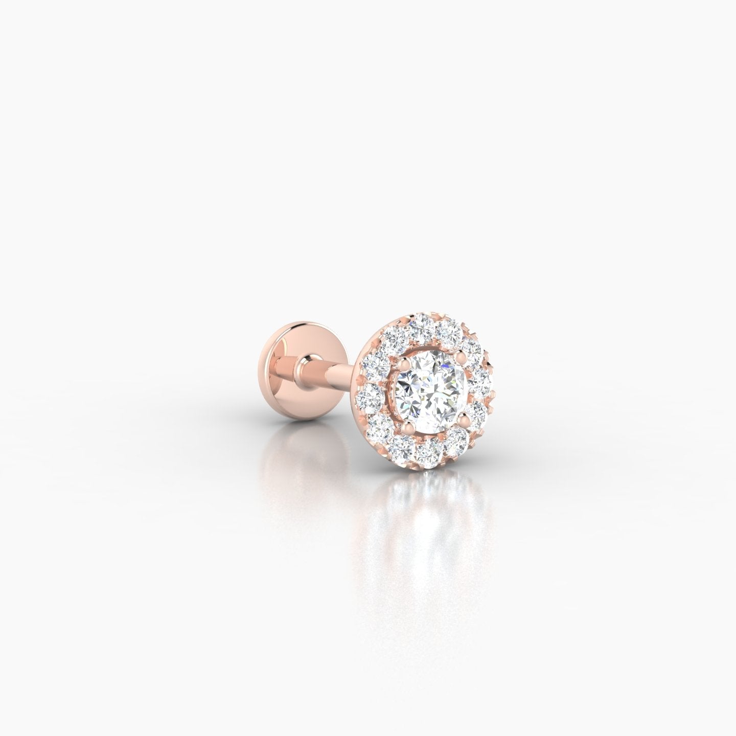 Eirene | 18k Rose Gold 6 mm 6.5 mm Halo Round Diamond Piercing