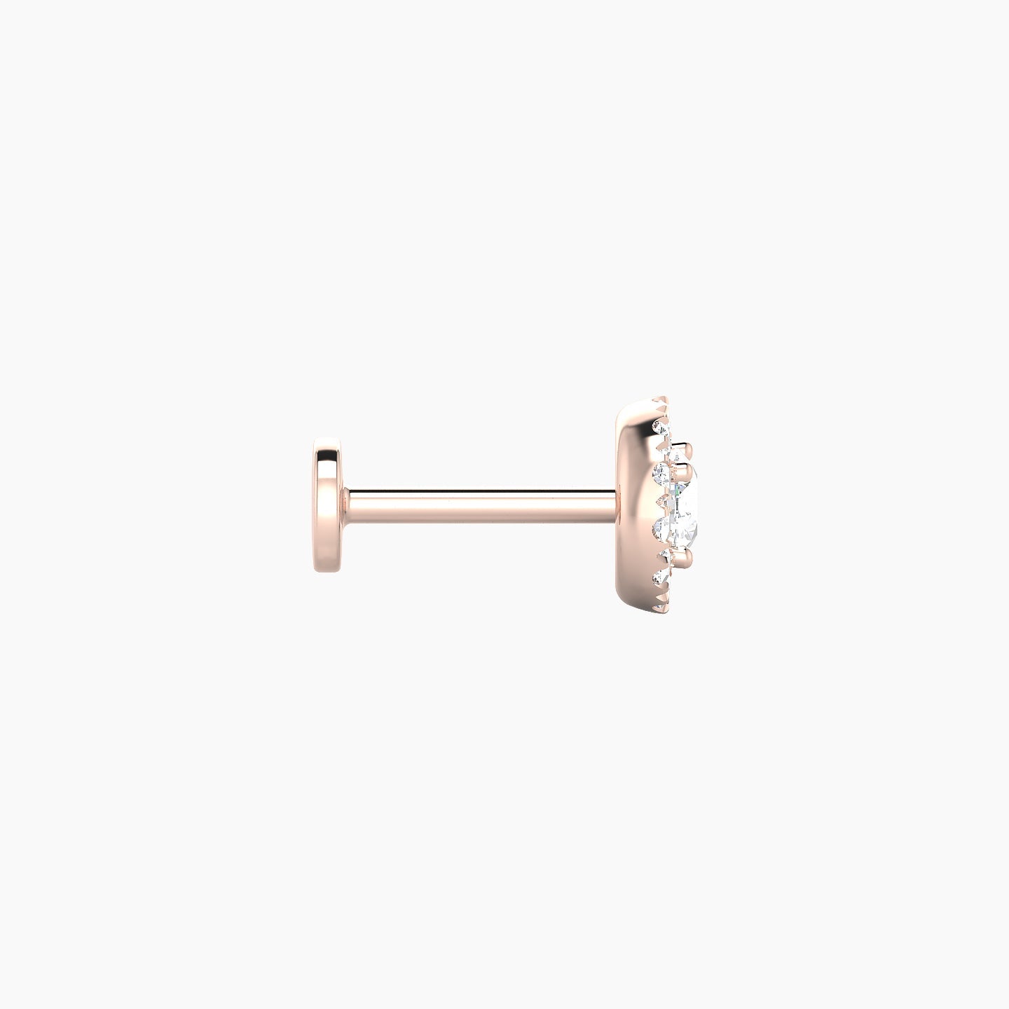 Eirene | 18k Rose Gold 6 mm 6.5 mm Halo Round Diamond Piercing