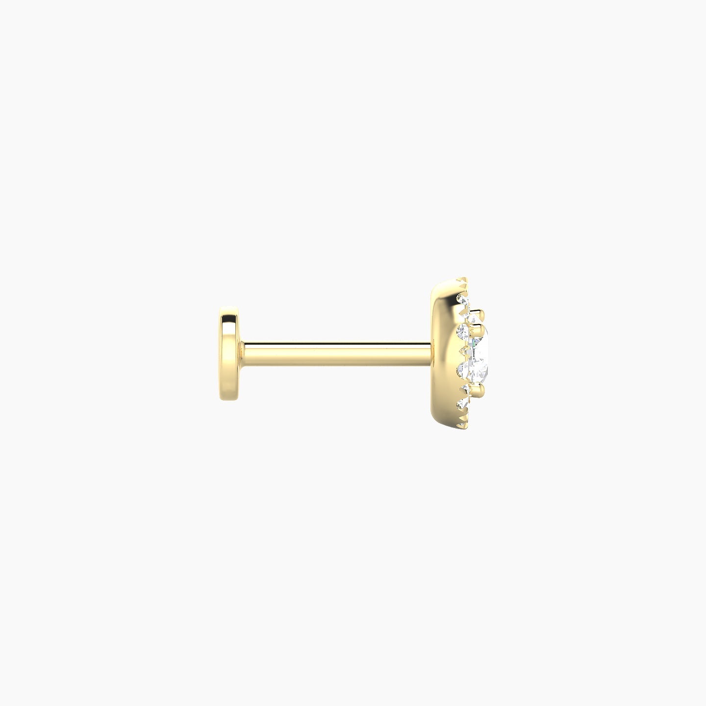 Eirene | 18k Yellow Gold 6 mm 6.5 mm Halo Round Diamond Piercing