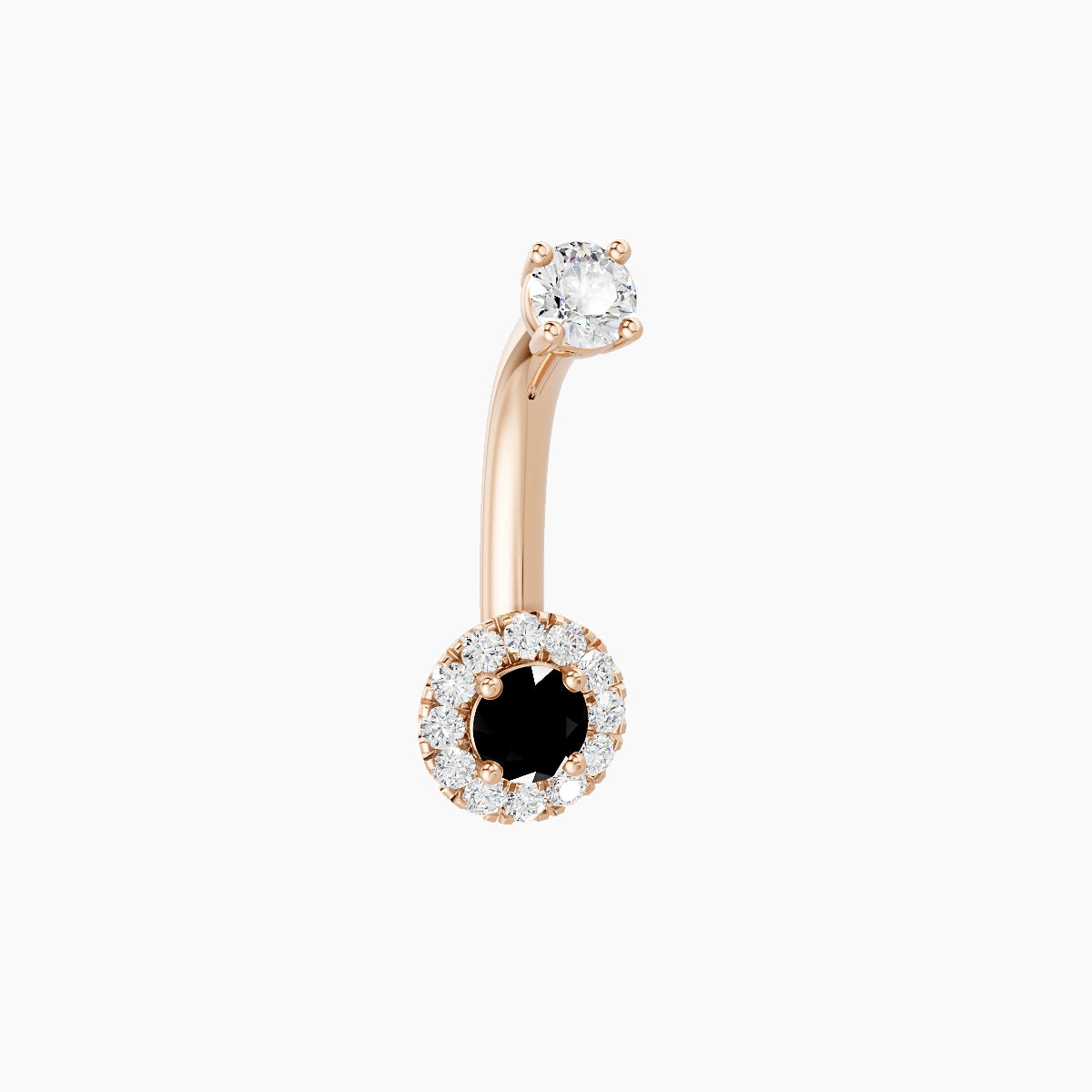 Eirene | 18k Rose Gold 5.5 mm 8 mm Halo Round Black Diamond & Diamond Belly Piercing