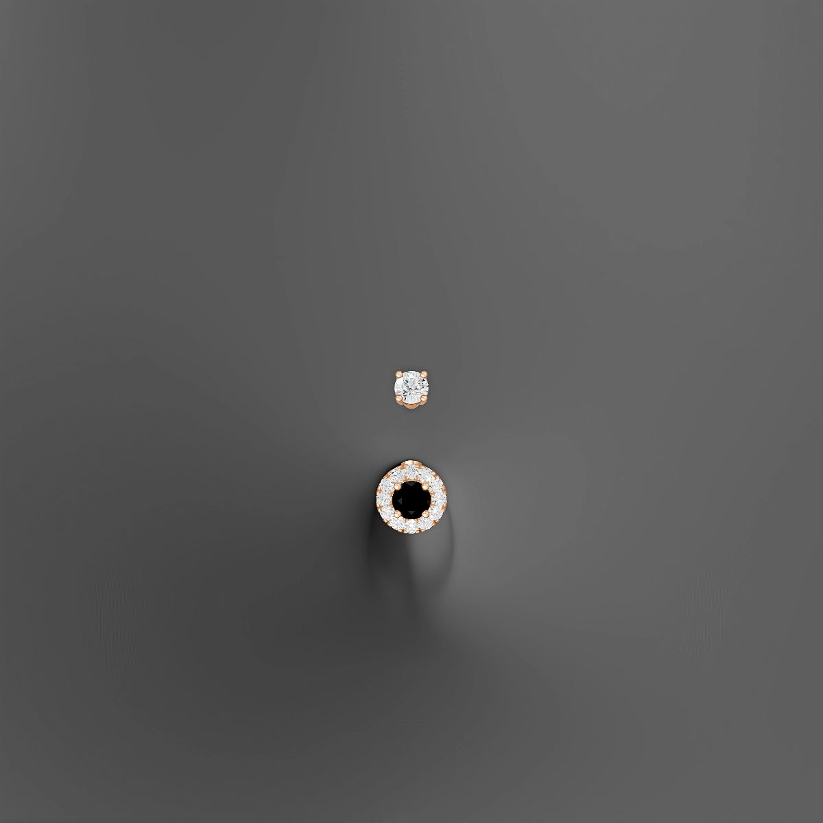 Eirene | 18k Rose Gold 5.5 mm 8 mm Halo Round Black Diamond & Diamond Belly Piercing