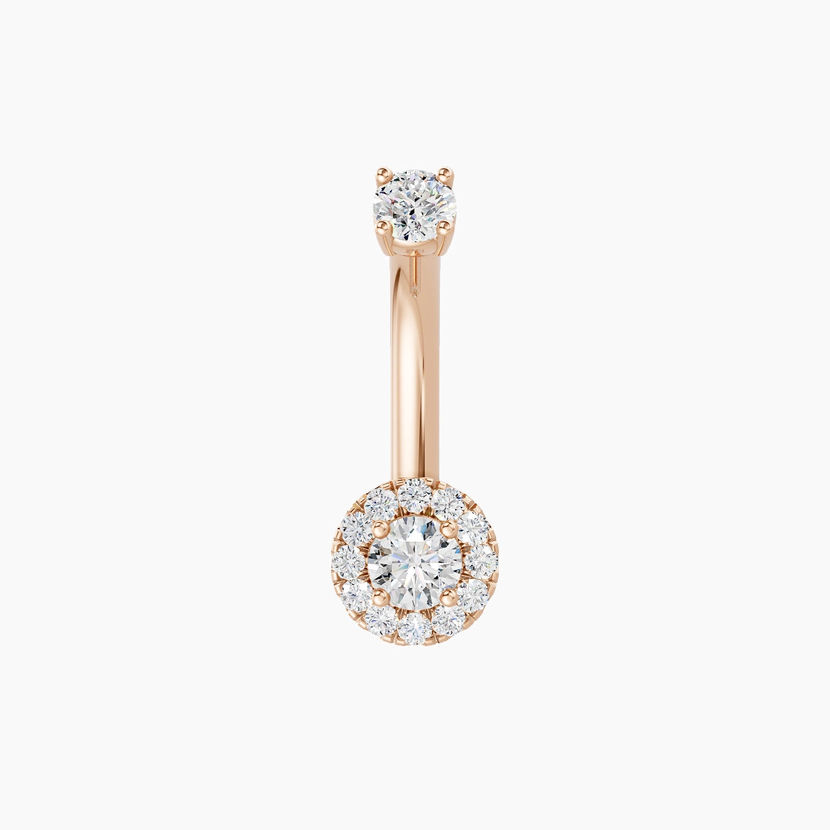 Eirene | 18k Rose Gold 5.5 mm 8 mm Halo Round Diamond Belly Piercing